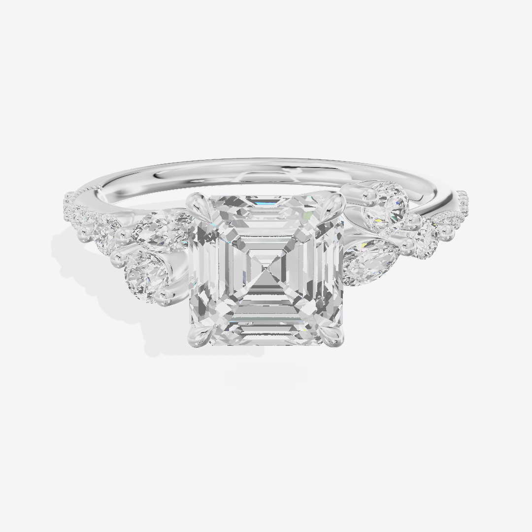 Luxe Halcyon Asscher Milgrain Engagement Ring (1/3 ct. tw.) in Platinum