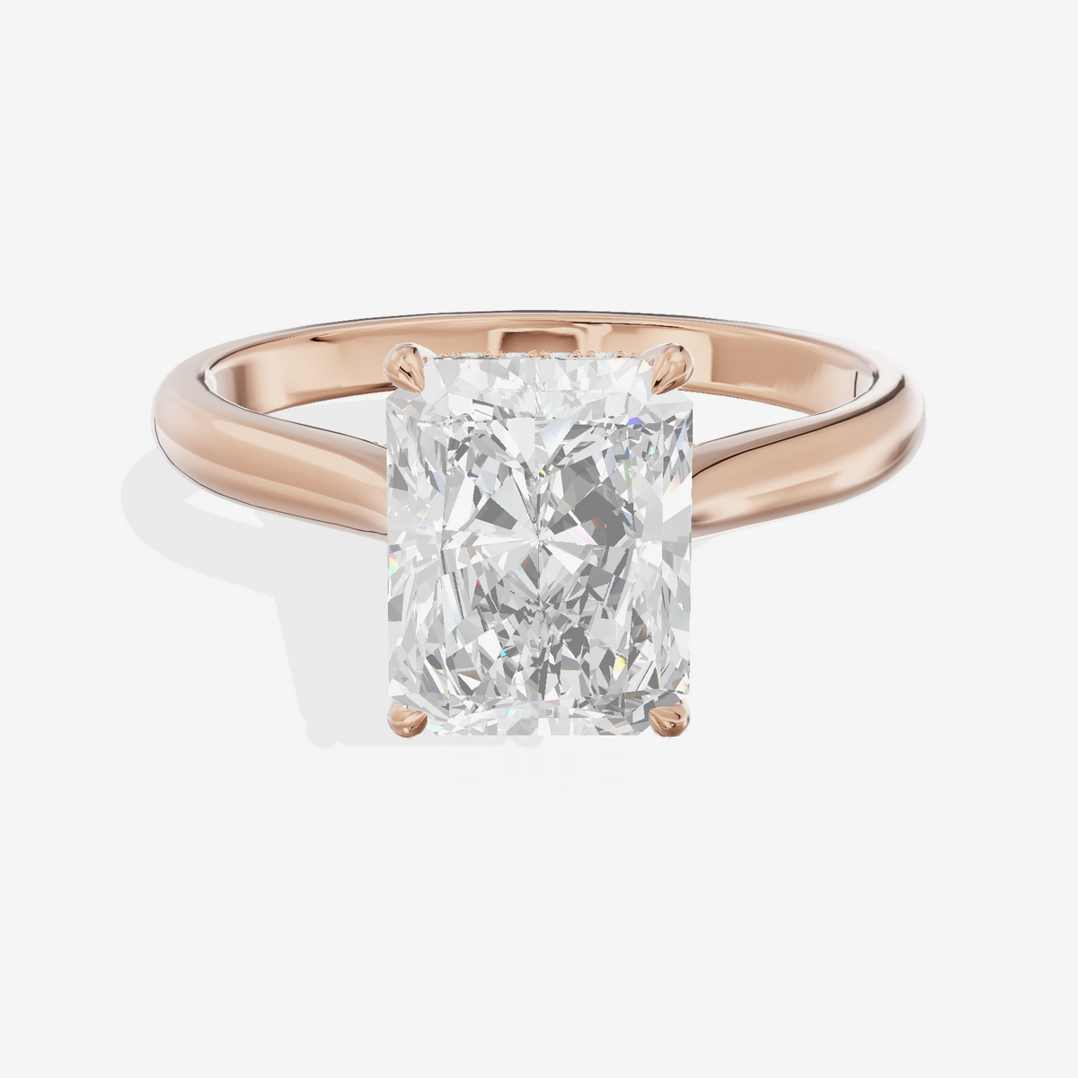 Vintage Halcyon Radiant Engagement Ring with Side Stones (1/8 ct. tw.) in 18K Rose Gold