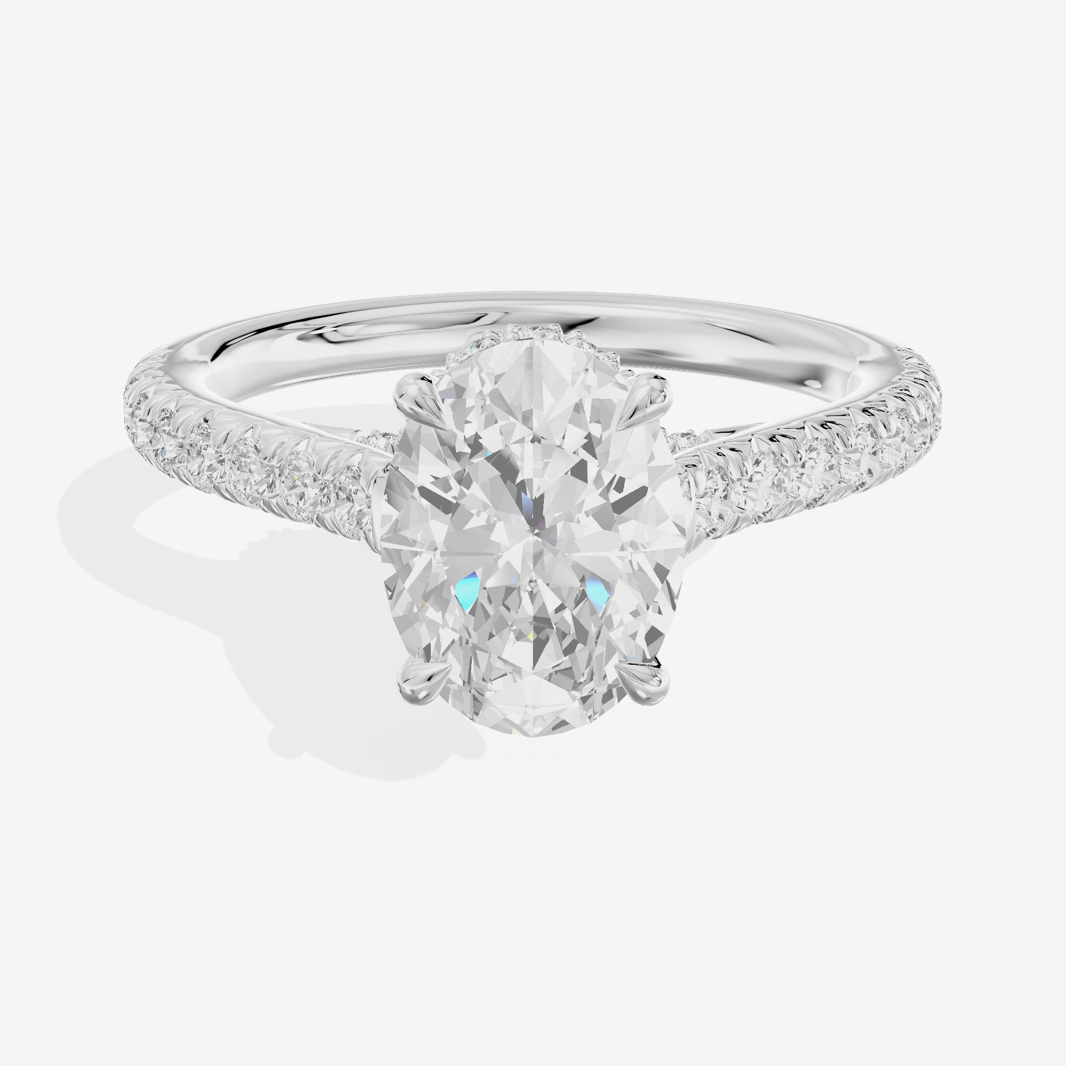 Modern Linger Oval Engagement Ring with Side Stones (3/4 ct. tw.) in Platinum