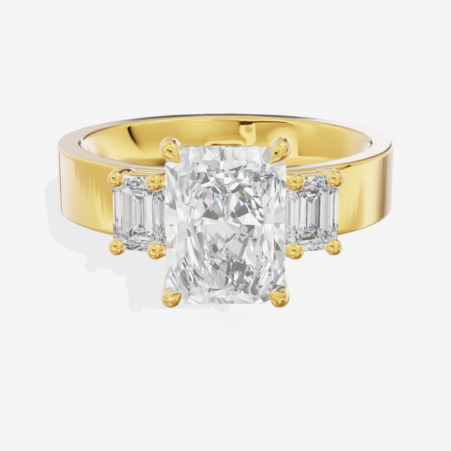 Vintage Vowsae Three Stone Radiant Engagement Ring (1/2 ct. tw.) in 18K Yellow Gold