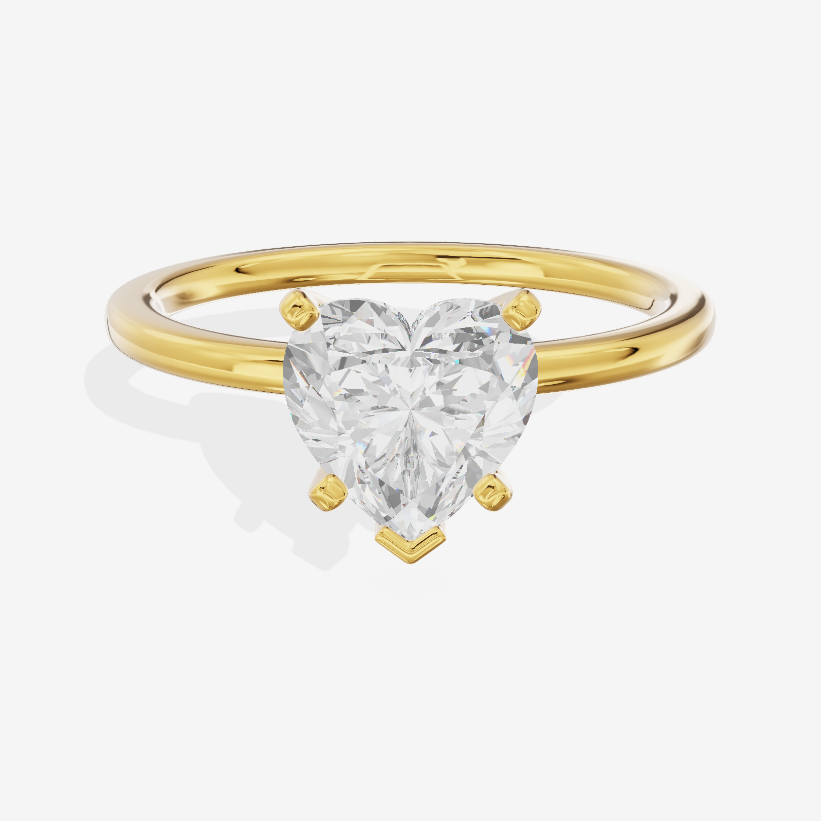 Petite Sincere 1.5mm Heart Six-Prong Engagement Ring in 18K Yellow Gold