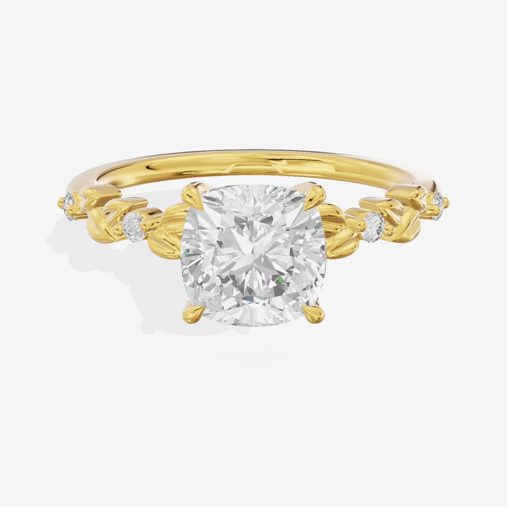 Tender Promezza Cushion Engagement Ring with Side Stones (1/20 ct. tw.) in 18K Yellow Gold