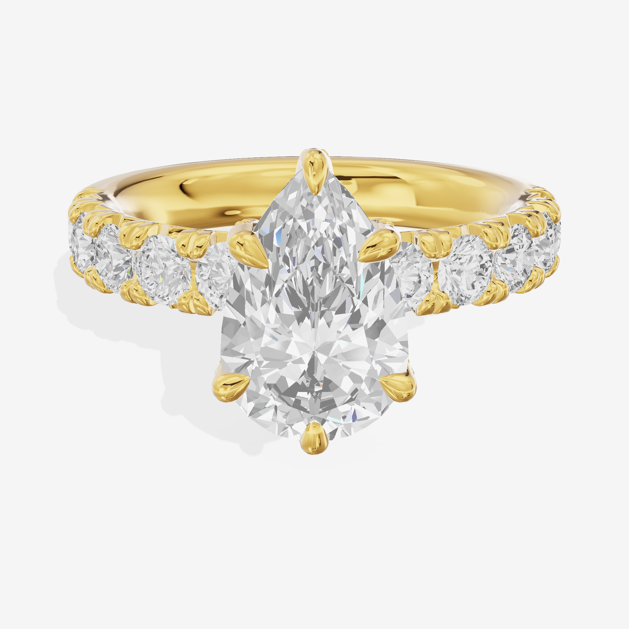 Lustrous Aurea Pear Engagement Ring with Side Stones (3/4 ct. tw.) in 18K Yellow Gold