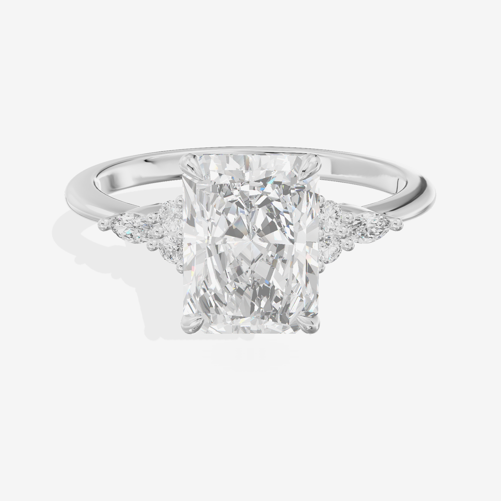 Luxe Tender Radiant Engagement Ring with Side Stones (1/8 ct. tw.) in 14K White Gold