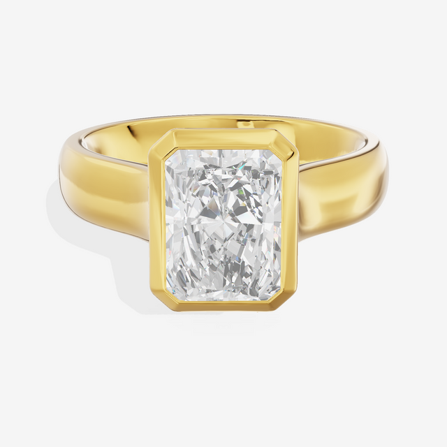 Cherubine 4mm Radiant Bezel Engagement Ring in 14K Yellow Gold