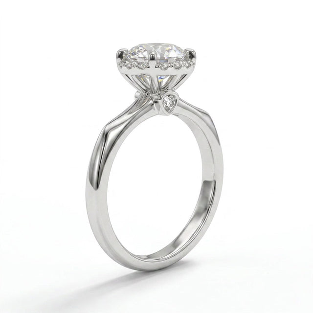 Halo Round Engagement Ring (1.07 ct. tw.) in 18K White Gold