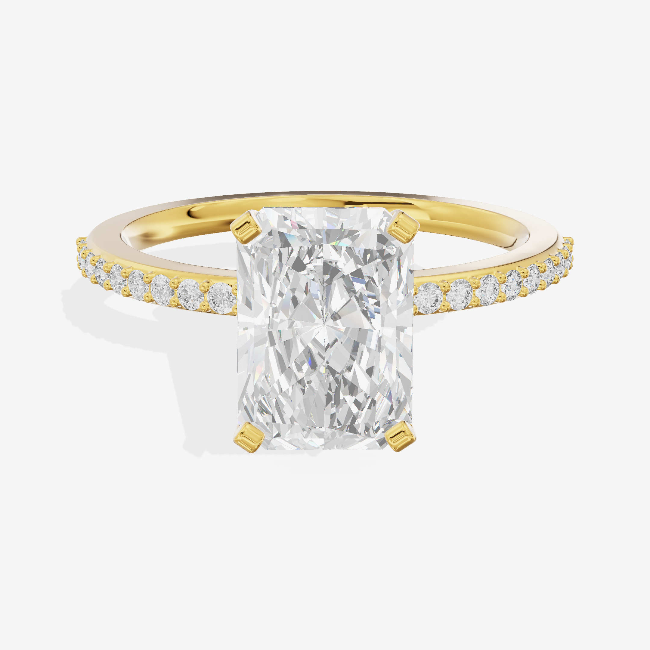 Twined Selenia Radiant Engagement Ring with Side Stones (1/10 ct. tw.) in 18K Yellow Gold