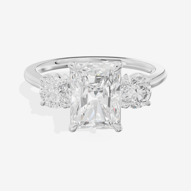 Royal Sincere Three Stone Radiant Engagement Ring (2/3 ct. tw.) in 14K White Gold