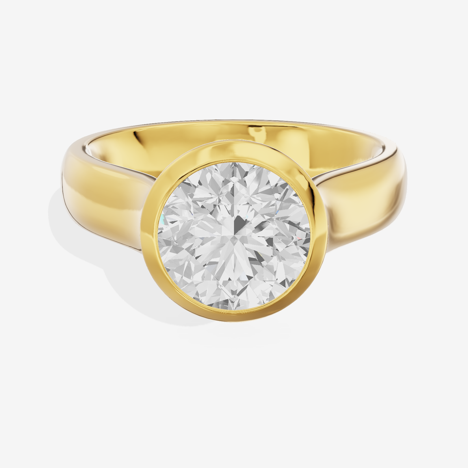 Cherubine 4mm Round Bezel Engagement Ring in 14K Yellow Gold
