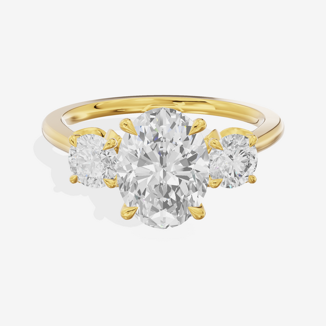Royal Sincere Three Stone Oval Engagement Ring (2/3 ct. tw.) in 18K Yellow Gold