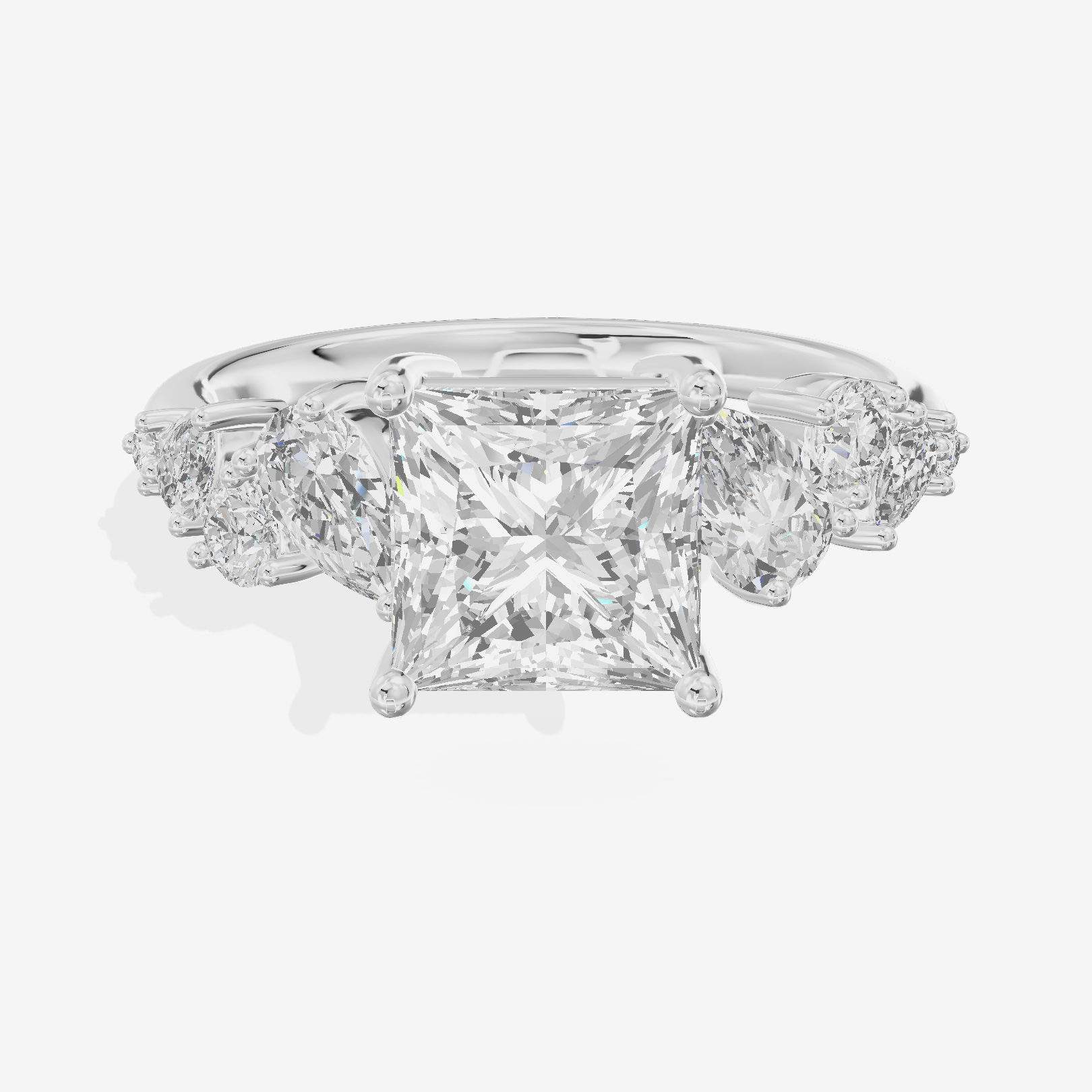Selenia Cathedral 1.5mm Princess Solitaire Engagement Ring in 14K White Gold