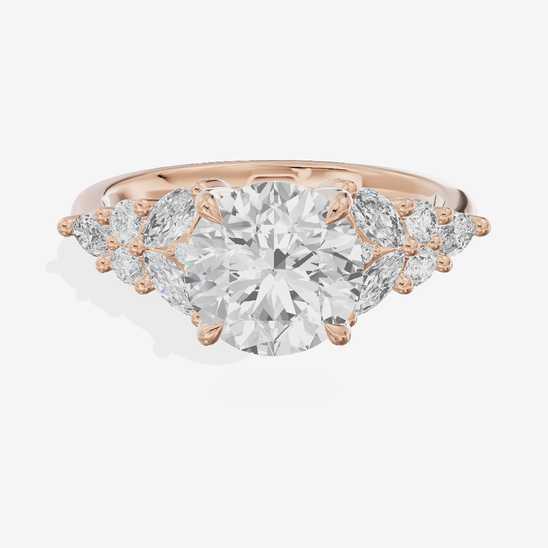 Modern Heartline Round Engagement Ring with Side Stones (1/2 ct. tw.) in 14K Rose Gold