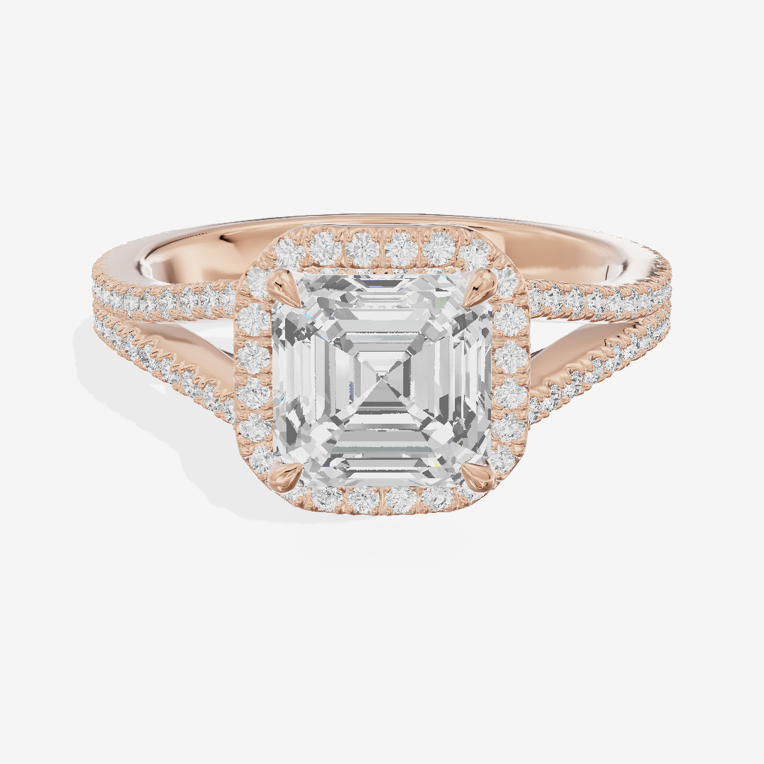 Modern Adorae Asscher Hidden Halo Engagement Ring (1/2 ct. tw.) in 18K Rose Gold