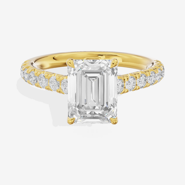Whispered Sincere Emerald Engagement Ring with Side Stones (2/5 ct. tw.) in 18K Yellow Gold