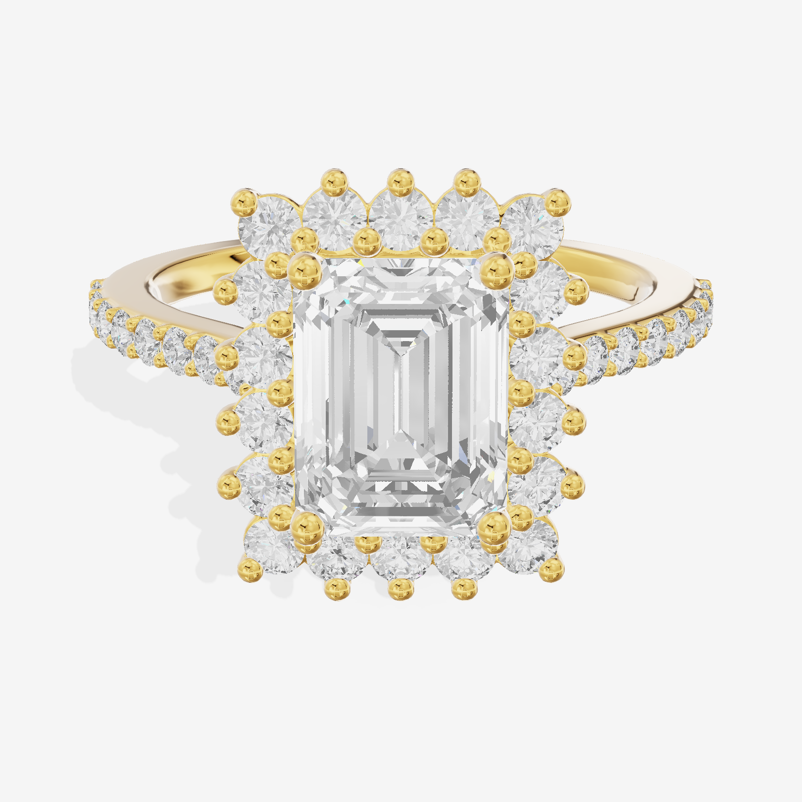 Luxe Linger Emerald Halo Engagement Ring (1/2 ct. tw.) in 18K Yellow Gold