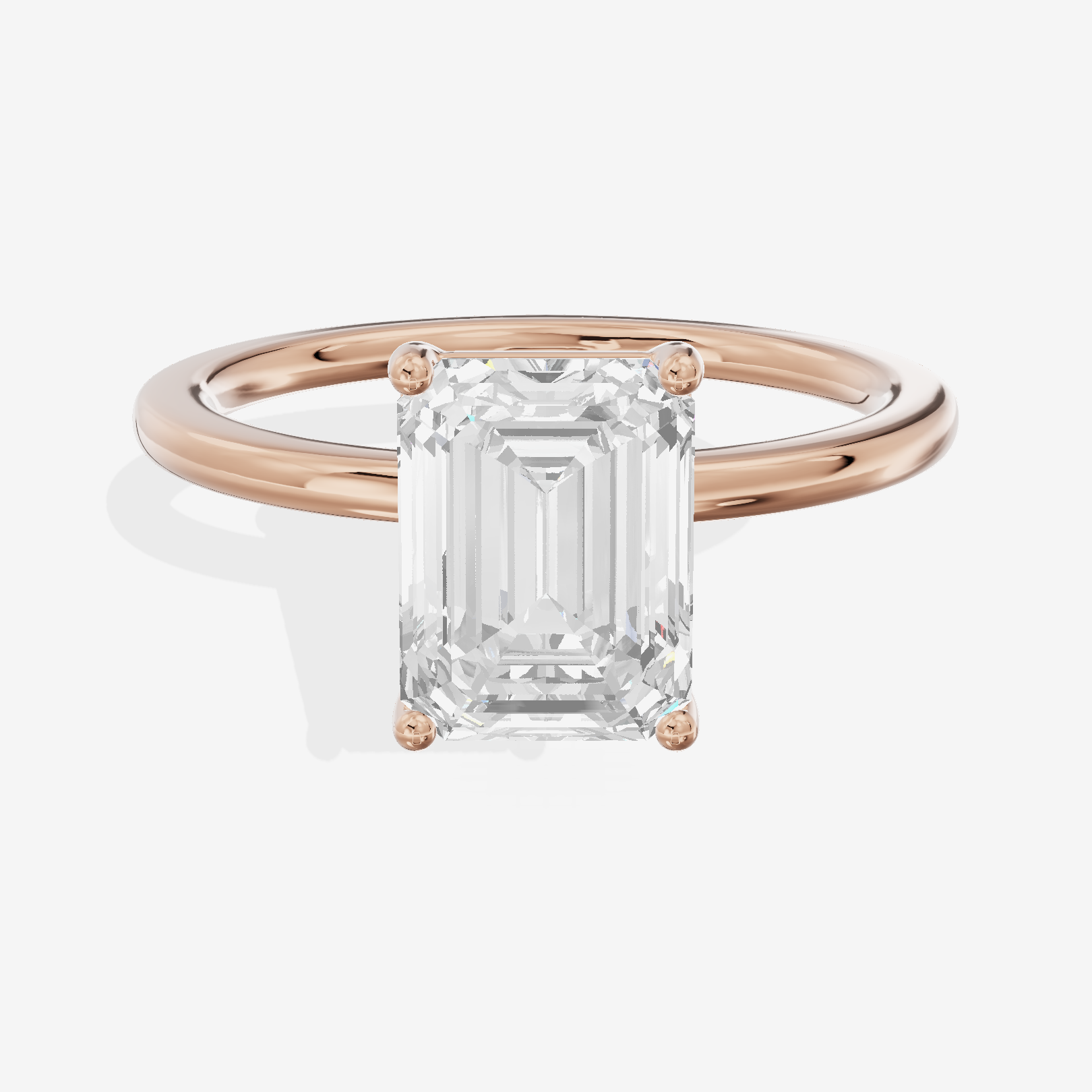Eversince 1.4mm Emerald Solitaire Engagement Ring in 14K Rose Gold