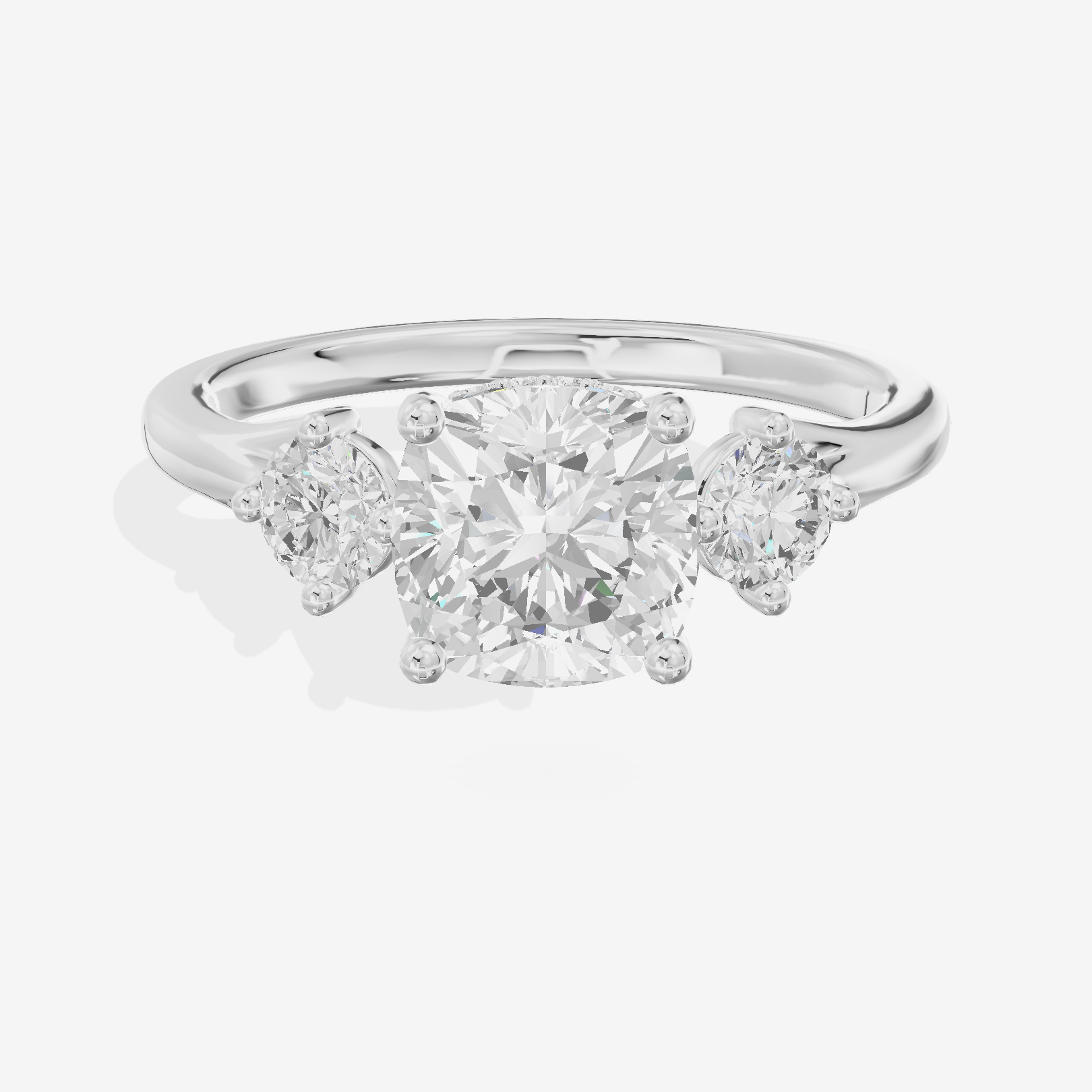 Luxe Solea Three Stone Cushion Engagement Ring (1/3 ct. tw.) in 14K White Gold