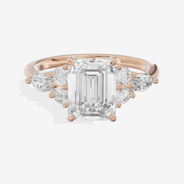 Luxe Vowsae Emerald Engagement Ring with Side Stones (2/5 ct. tw.) in 14K Rose Gold