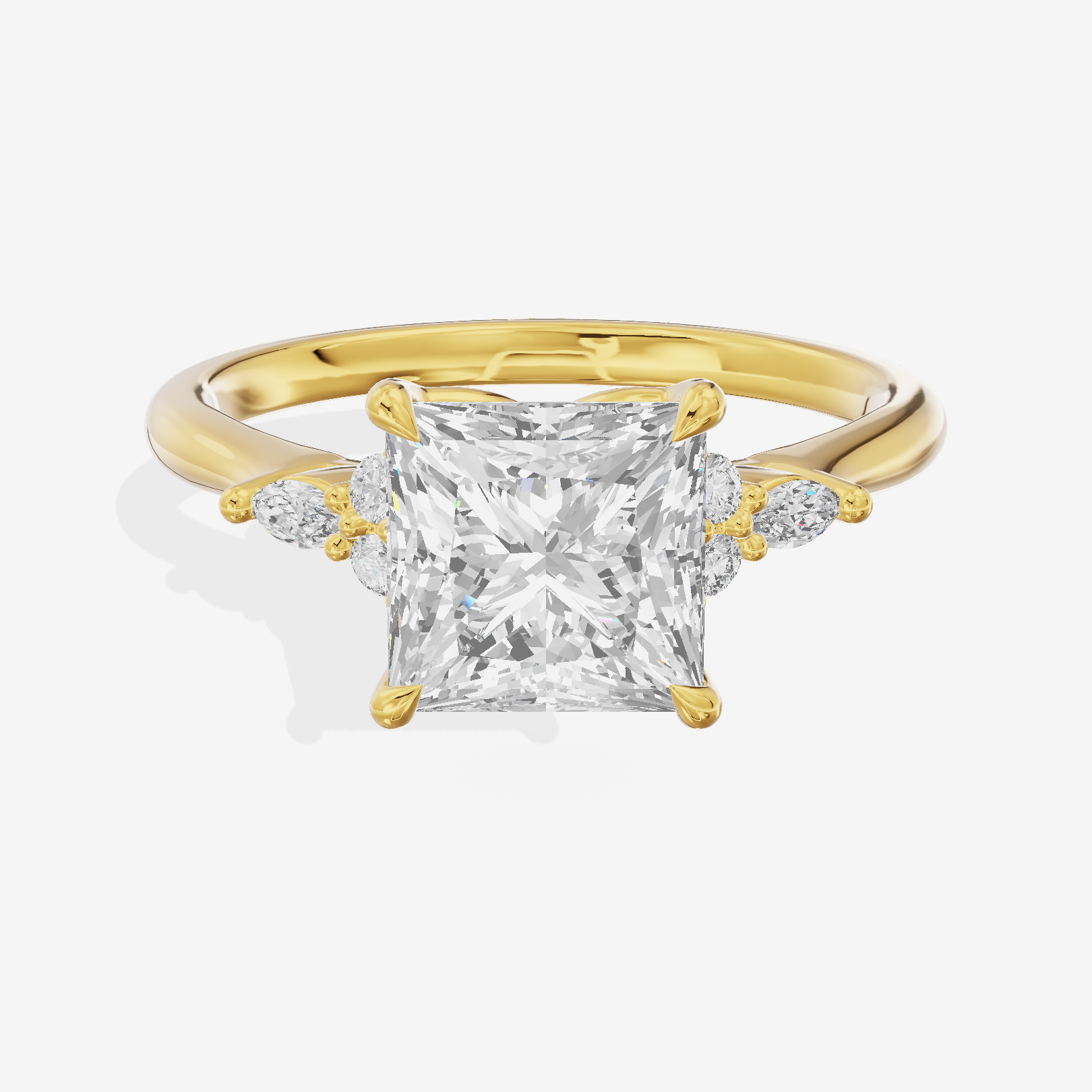 Grand Whisper Princess Engagement Ring with Side Stones (1/6 ct. tw.) in 14K Yellow Gold