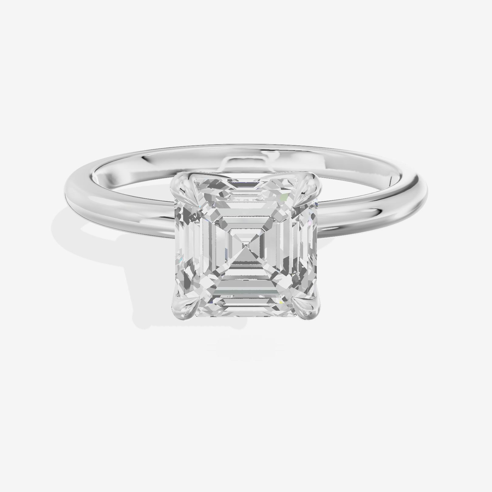 Modern Coeurine 1.5mm Asscher Bezel Engagement Ring in 18K White Gold