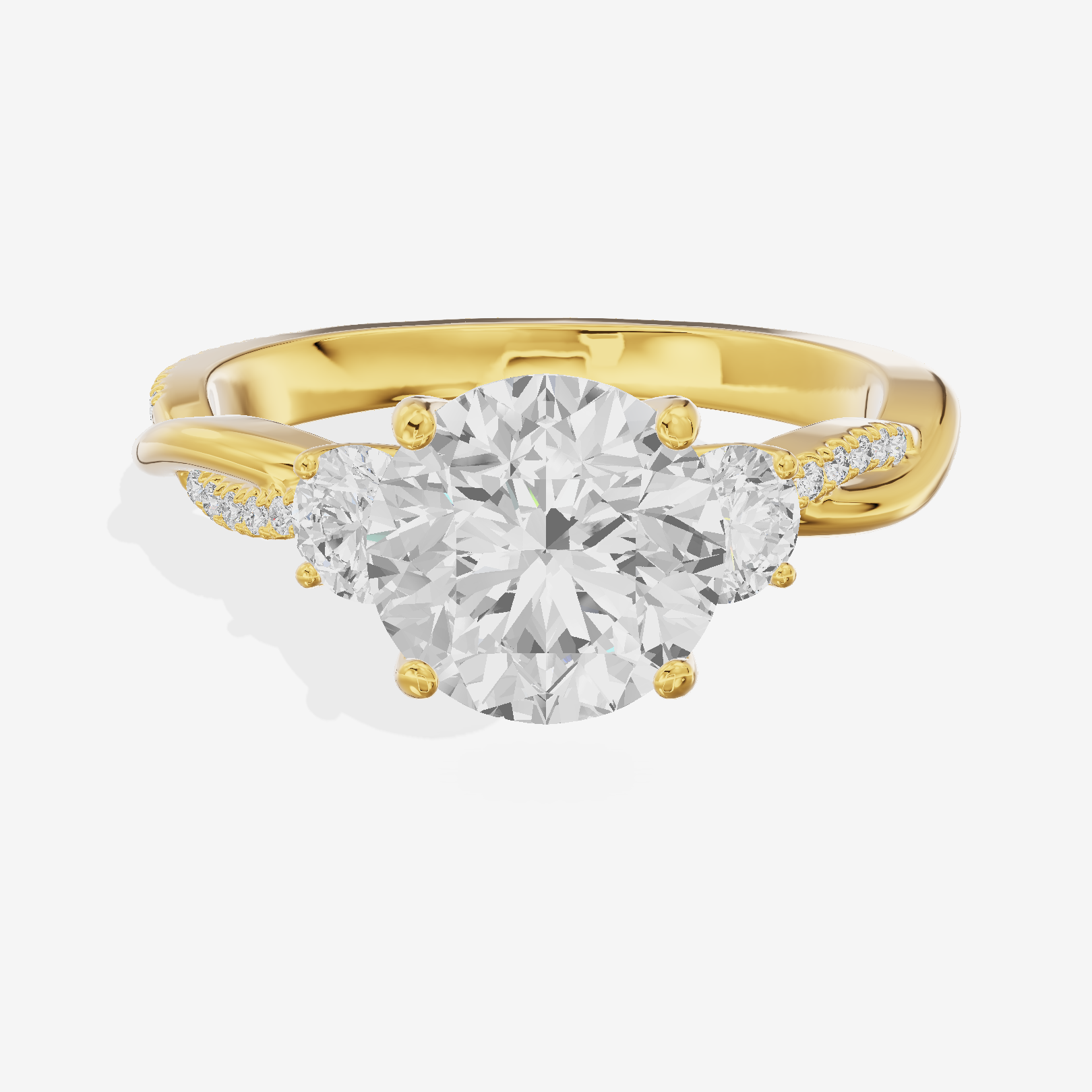 Luxe Selenia Three Stone Round Engagement Ring (1 ct. tw.) in 14K Yellow Gold