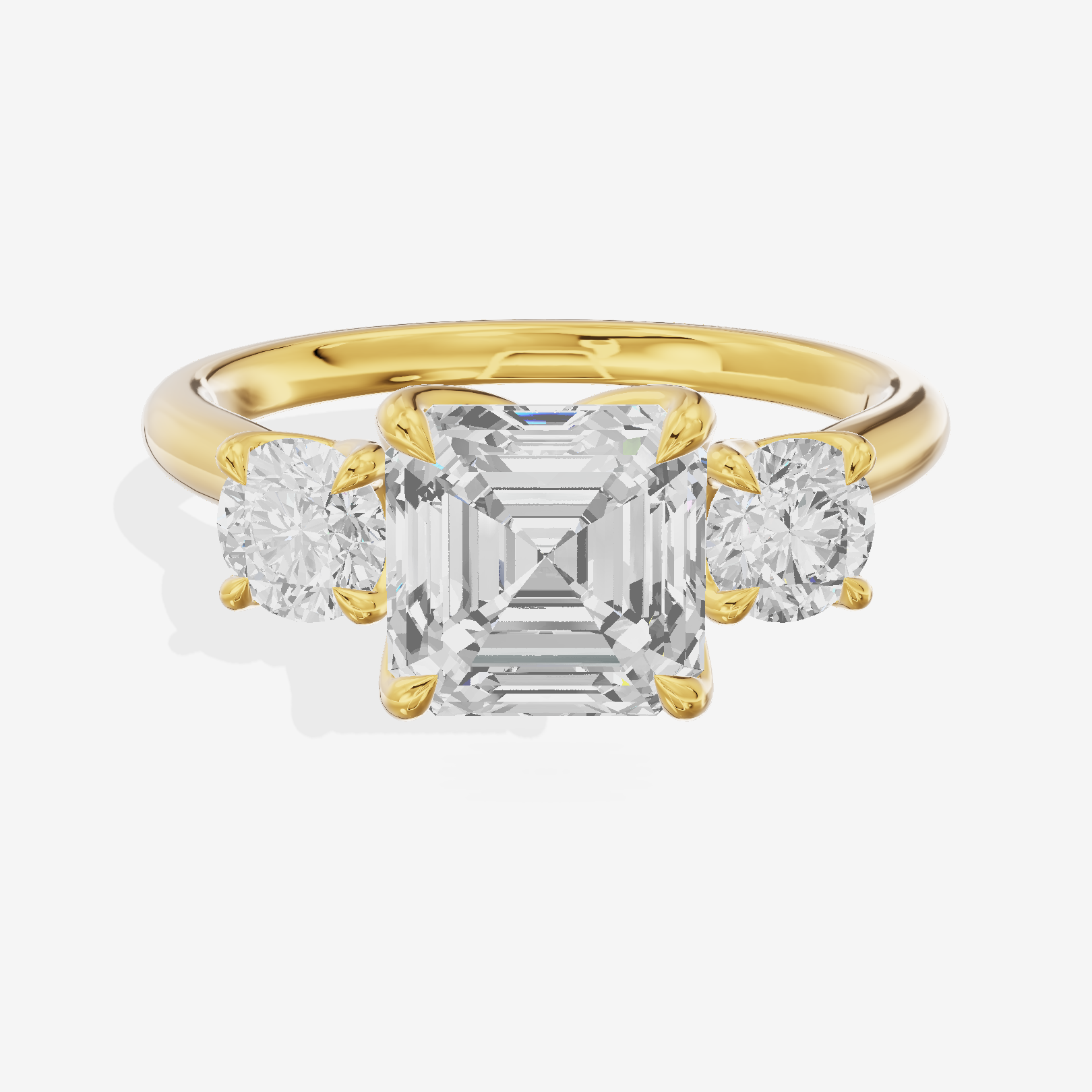 Eternal Sincere Three Stone Asscher Engagement Ring (1/2 ct. tw.) in 14K Yellow Gold