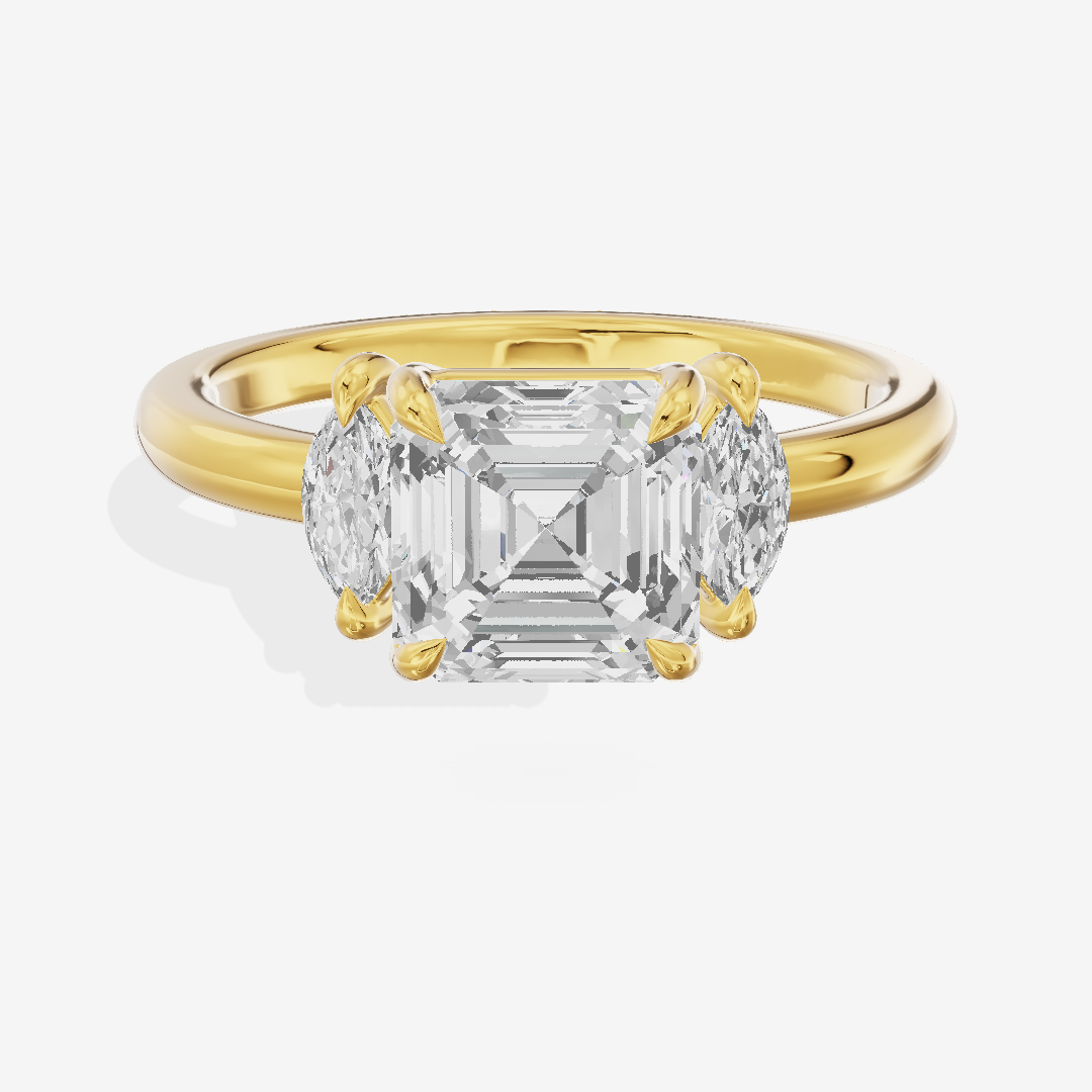 Selenia Three Stone Asscher Engagement Ring (1/2 ct. tw.) in 14K Yellow Gold