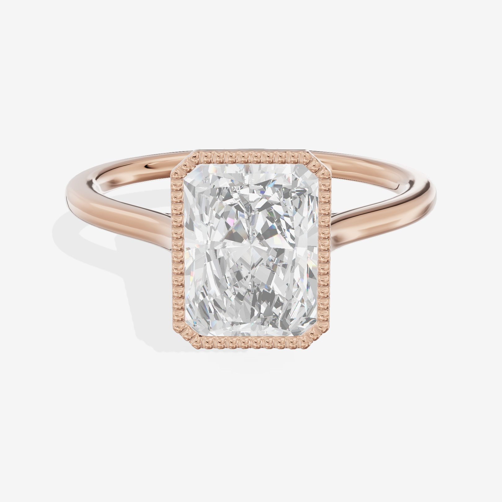 Modern Coeurine 1.5mm Radiant Bezel Engagement Ring in 14K Rose Gold