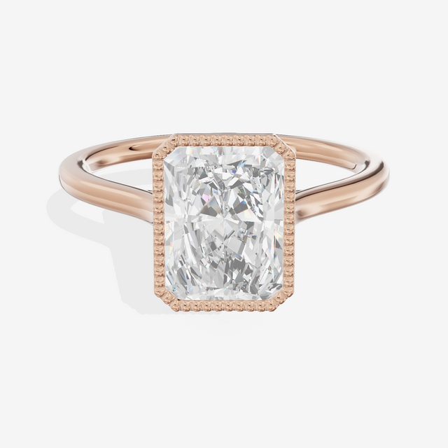 Modern Coeurine 1.5mm Radiant Bezel Engagement Ring in 14K Rose Gold