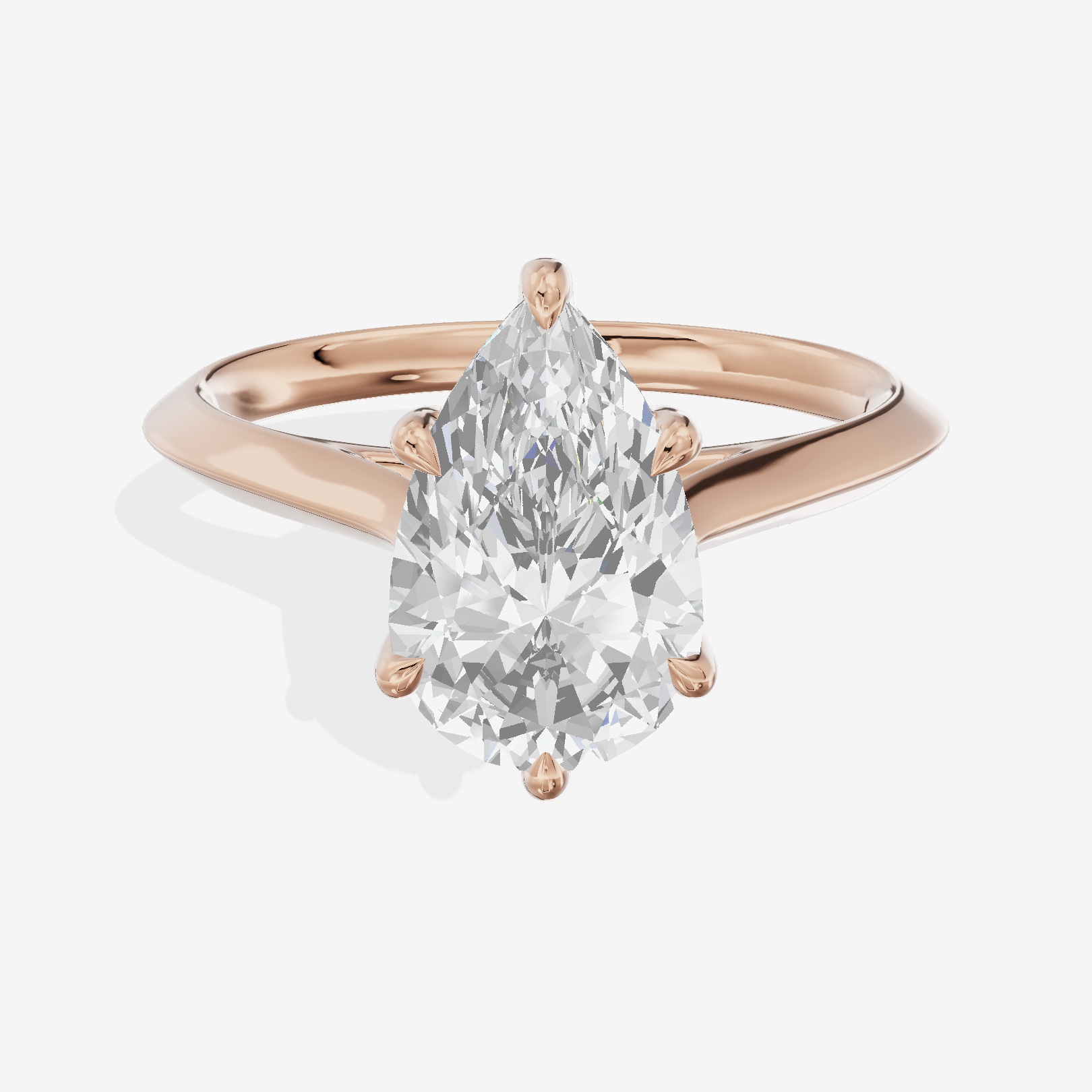 Belovae Solitaire 2mm Pear Engagement Ring in 14K Rose Gold