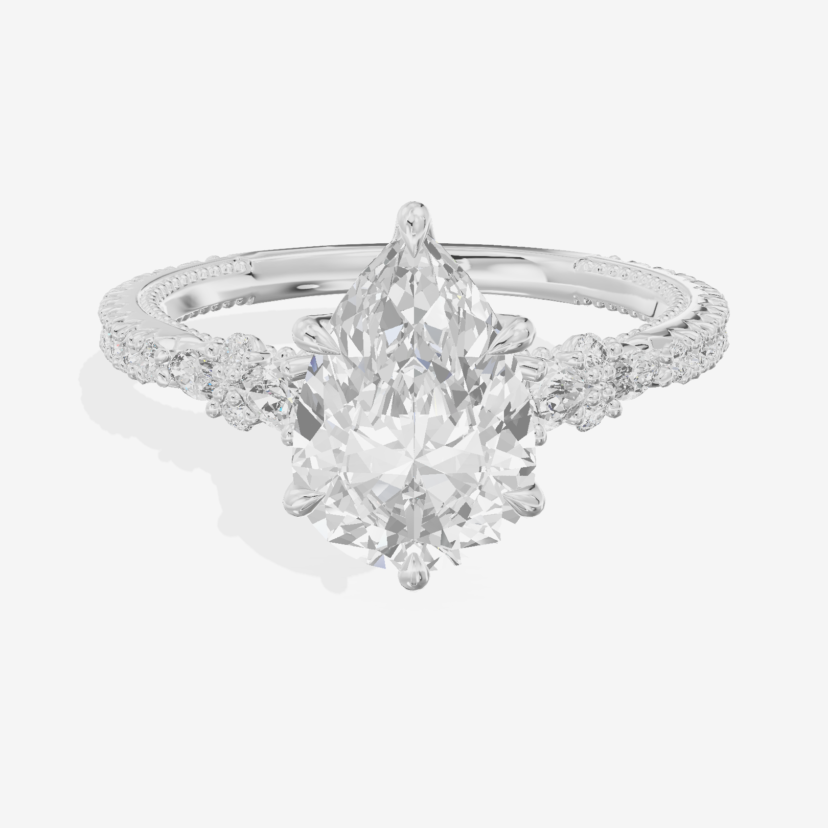Trueheart Pear Engagement Ring with Side Stones (2/5 ct. tw.) in 18K White Gold