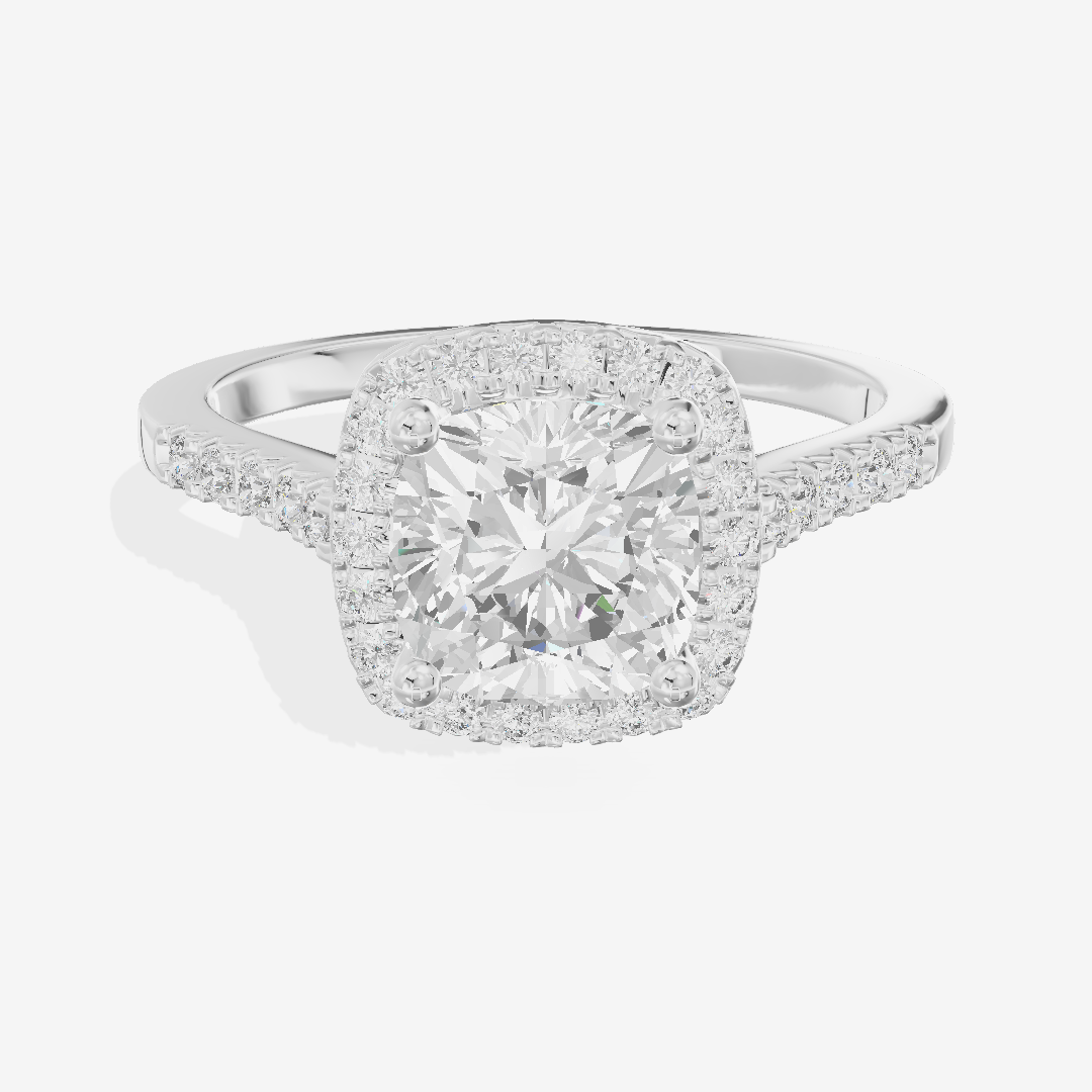 Lumera Halo Cushion Engagement Ring (1/5 ct. tw.) in 14K White Gold
