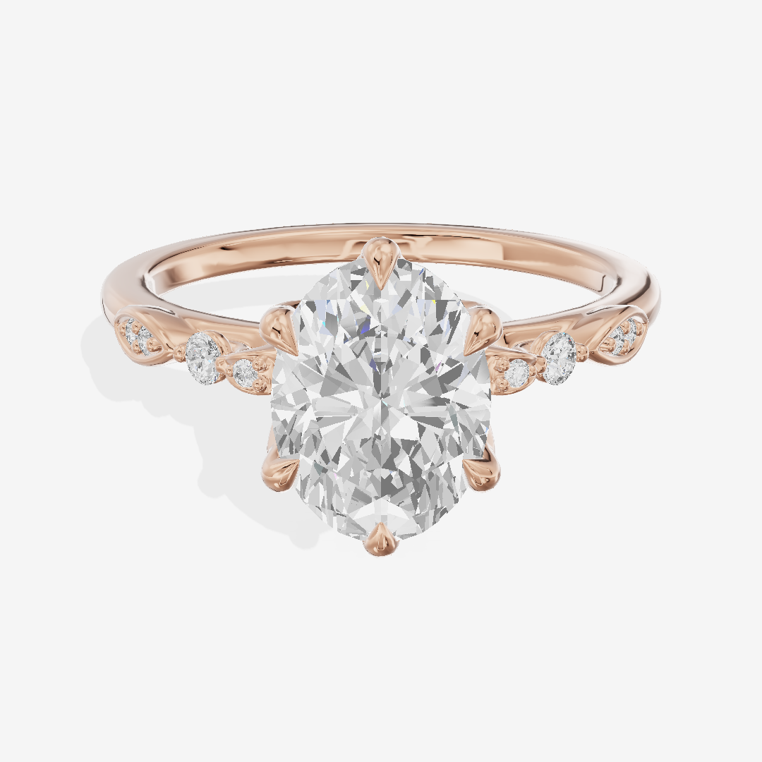 Modern Maia Oval Engagement Ring with Side Stones (1/5 ct. tw.) in 14K Rose Gold