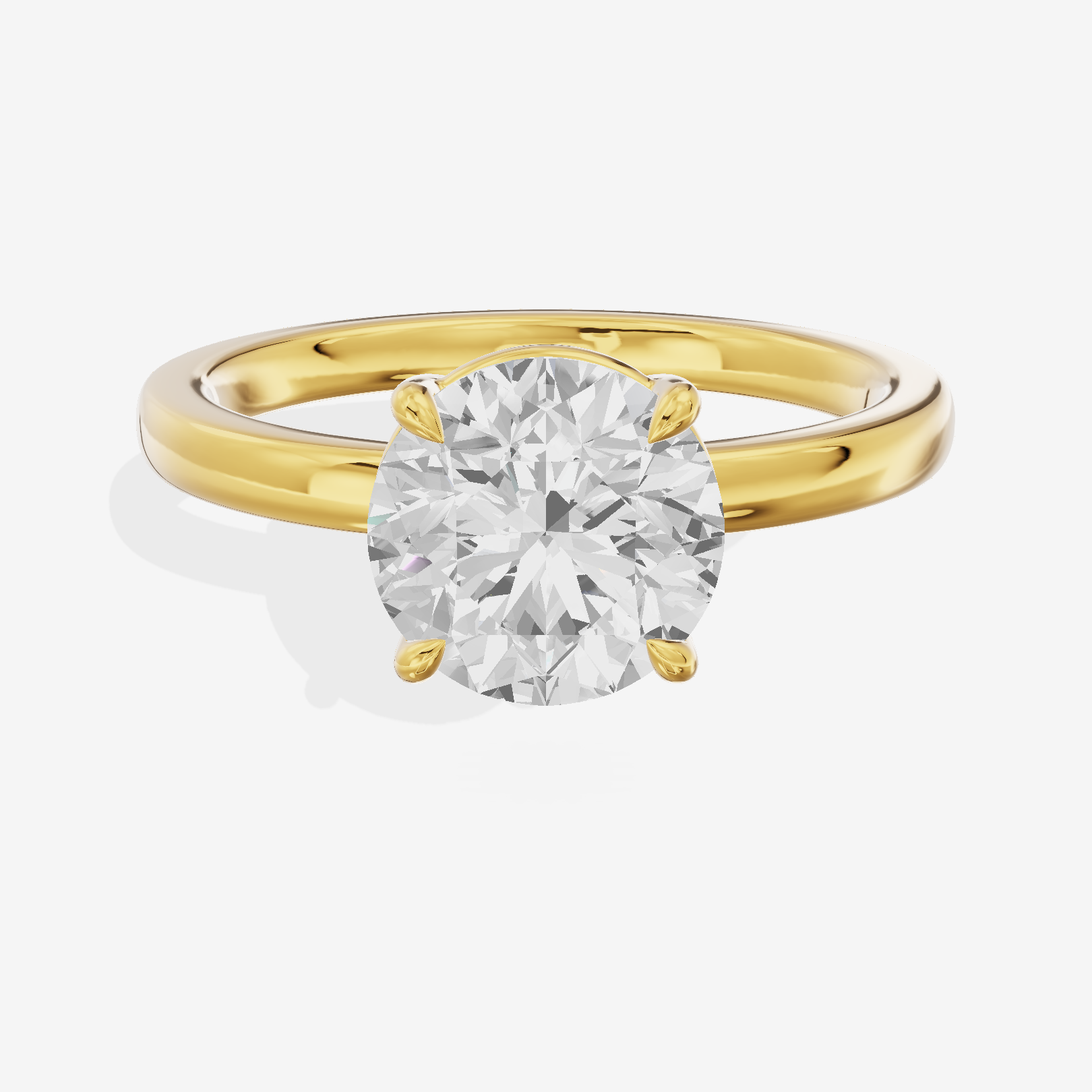 Heartline 2mm Round Solitaire Engagement Ring in 14K Yellow Gold