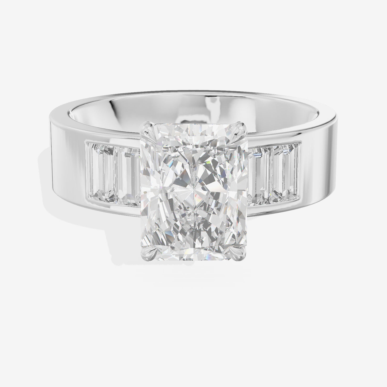 Grand Sincere Radiant Engagement Ring with Side Stones (3/5 ct. tw.) in 14K White Gold