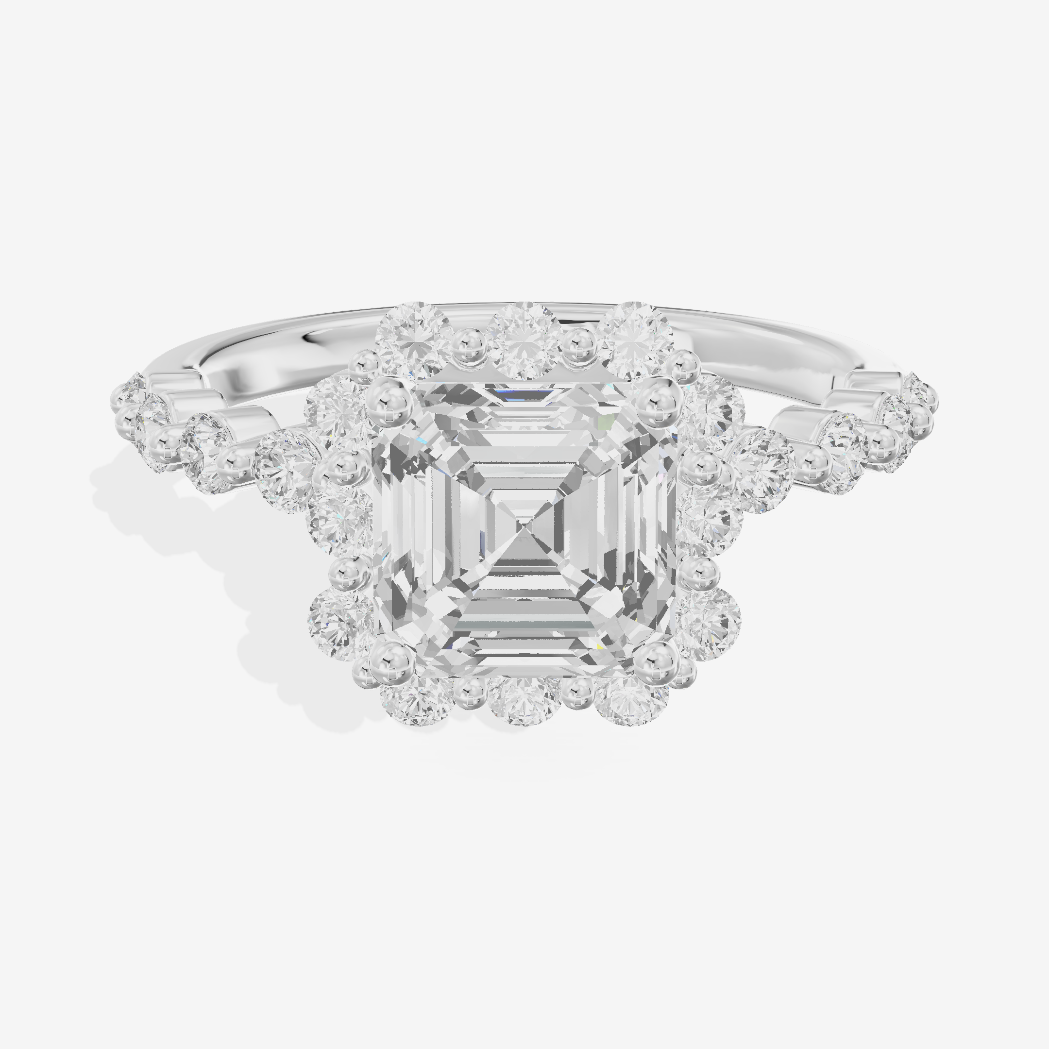 Clusta Halo Asscher Engagement Ring (1/2 ct. tw.) in 18K White Gold