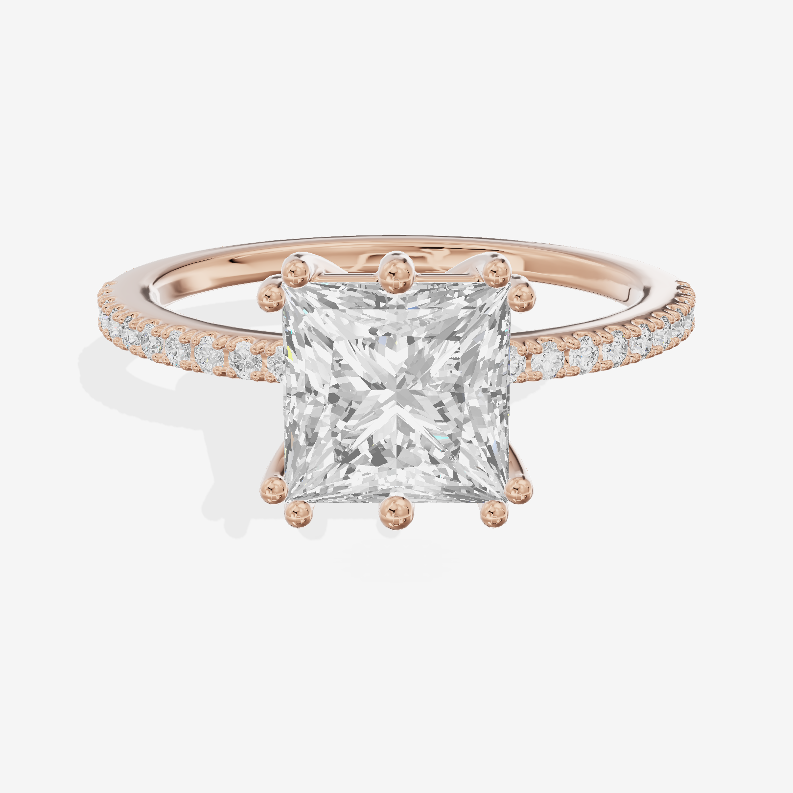 Luxe Mirelle Princess Hidden Halo Engagement Ring (1/6 ct. tw.) in 18K Rose Gold