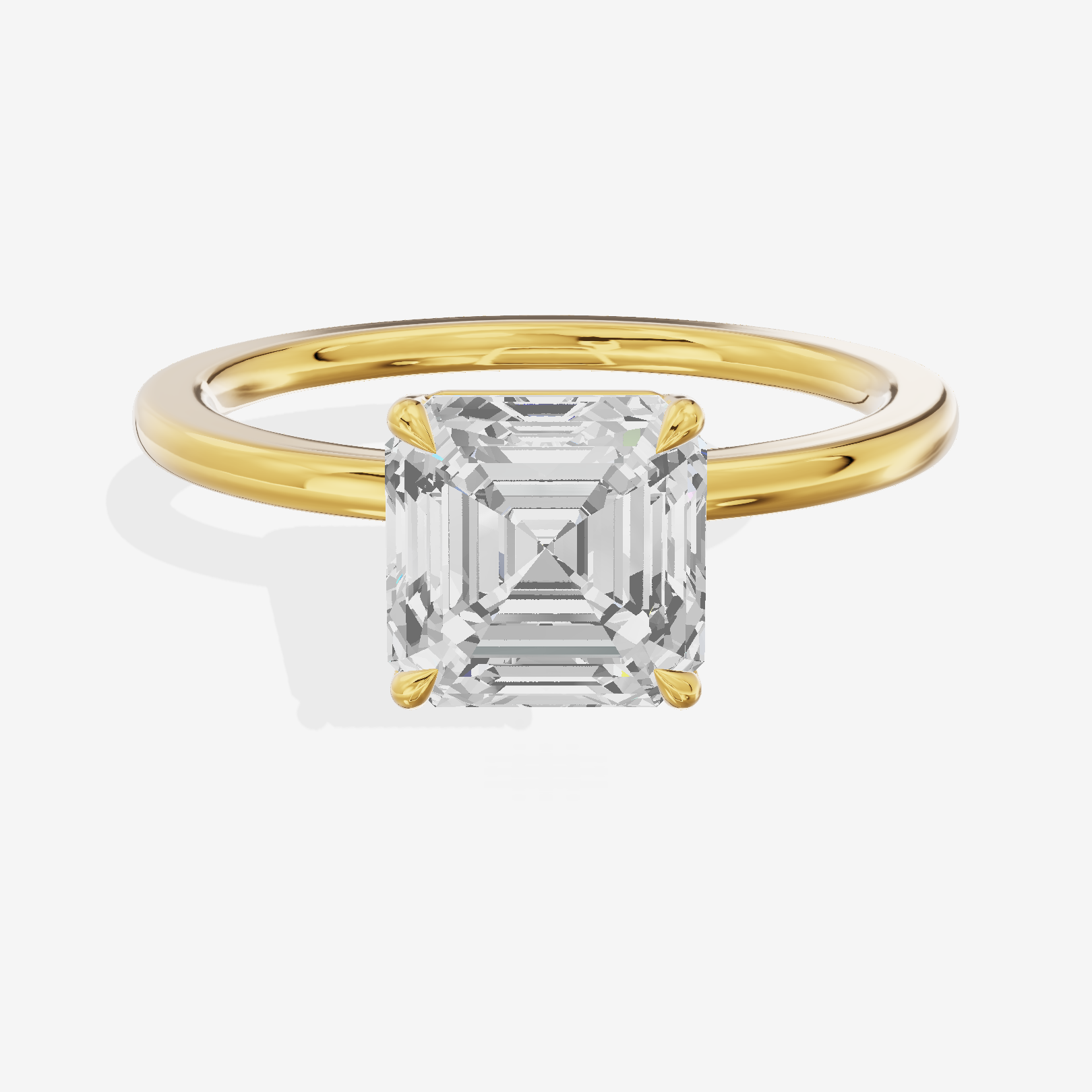 Charmae Ring 1.4mm Asscher Solitaire Engagement Ring in 18K Yellow Gold