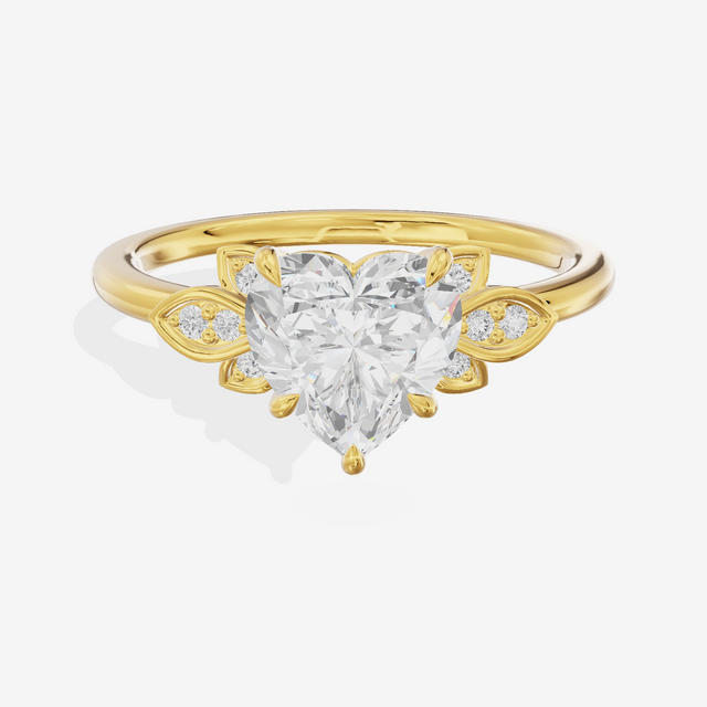 Trellise Heart Engagement Ring with Side Stones (1/20 ct. tw.) in 14K Yellow Gold