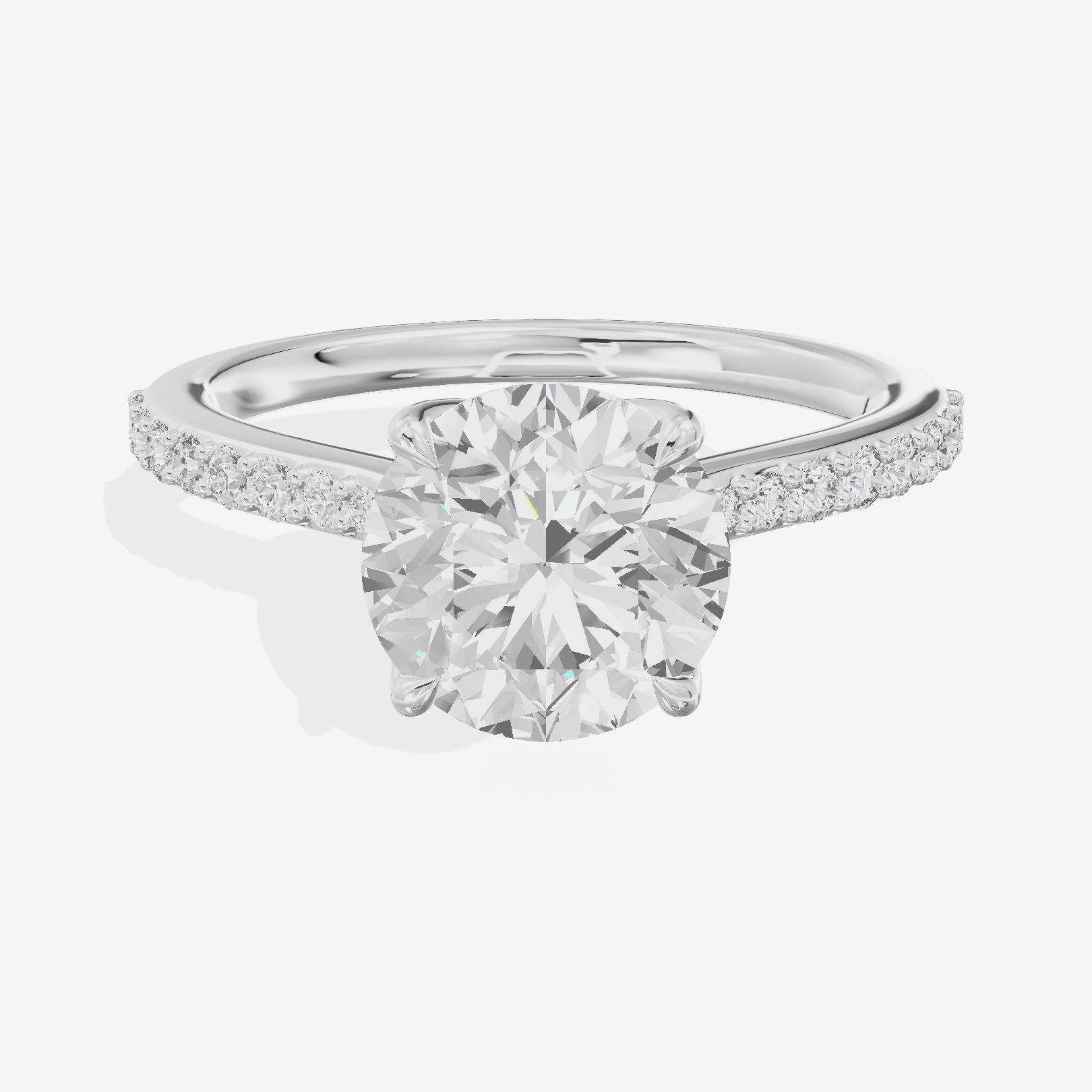 Petite Aurea Round Engagement Ring with Side Stones (1/6 ct. tw.) in 14K White Gold