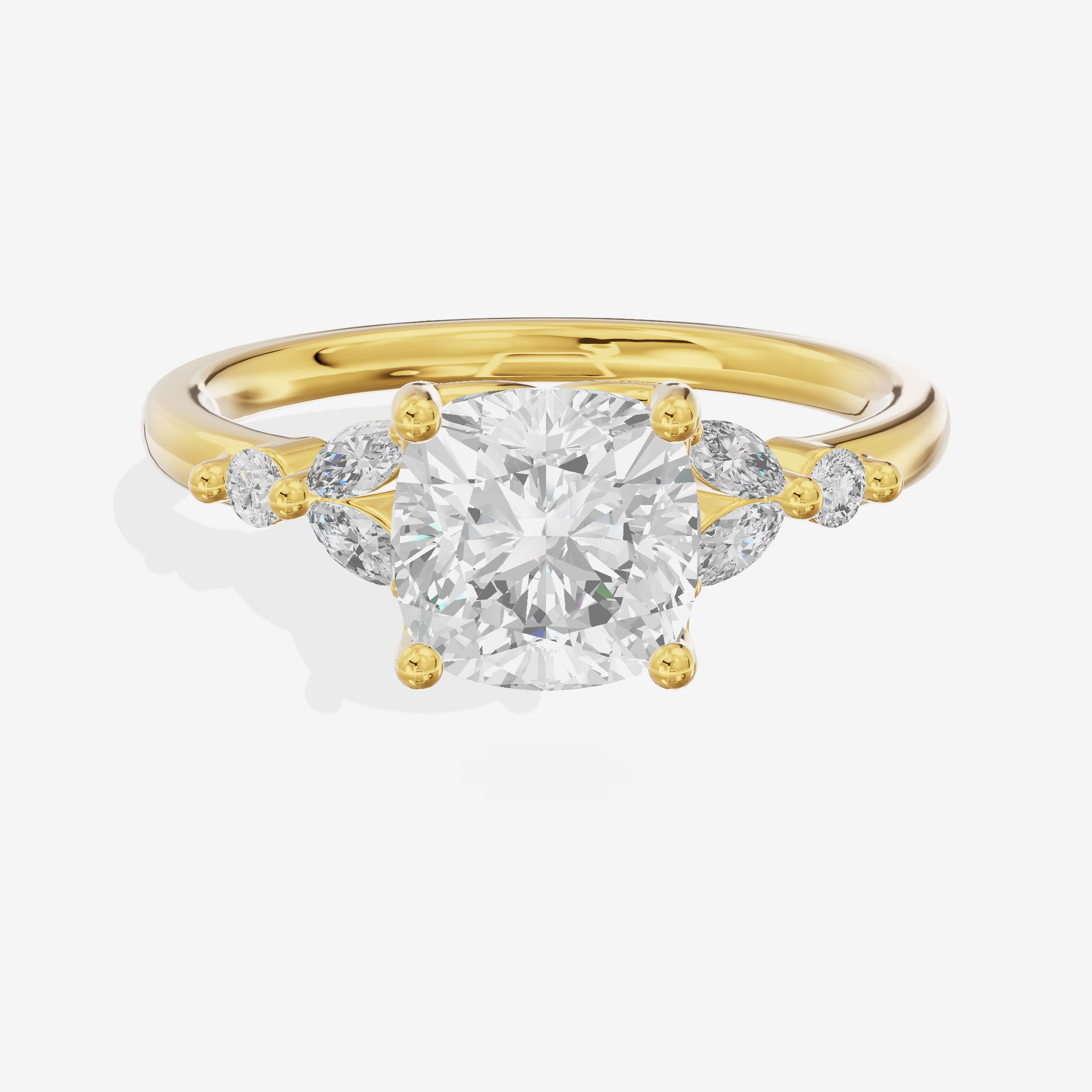 Luxe Coeurine Cushion Engagement Ring with Side Stones (1/5 ct. tw.) in 14K Yellow Gold