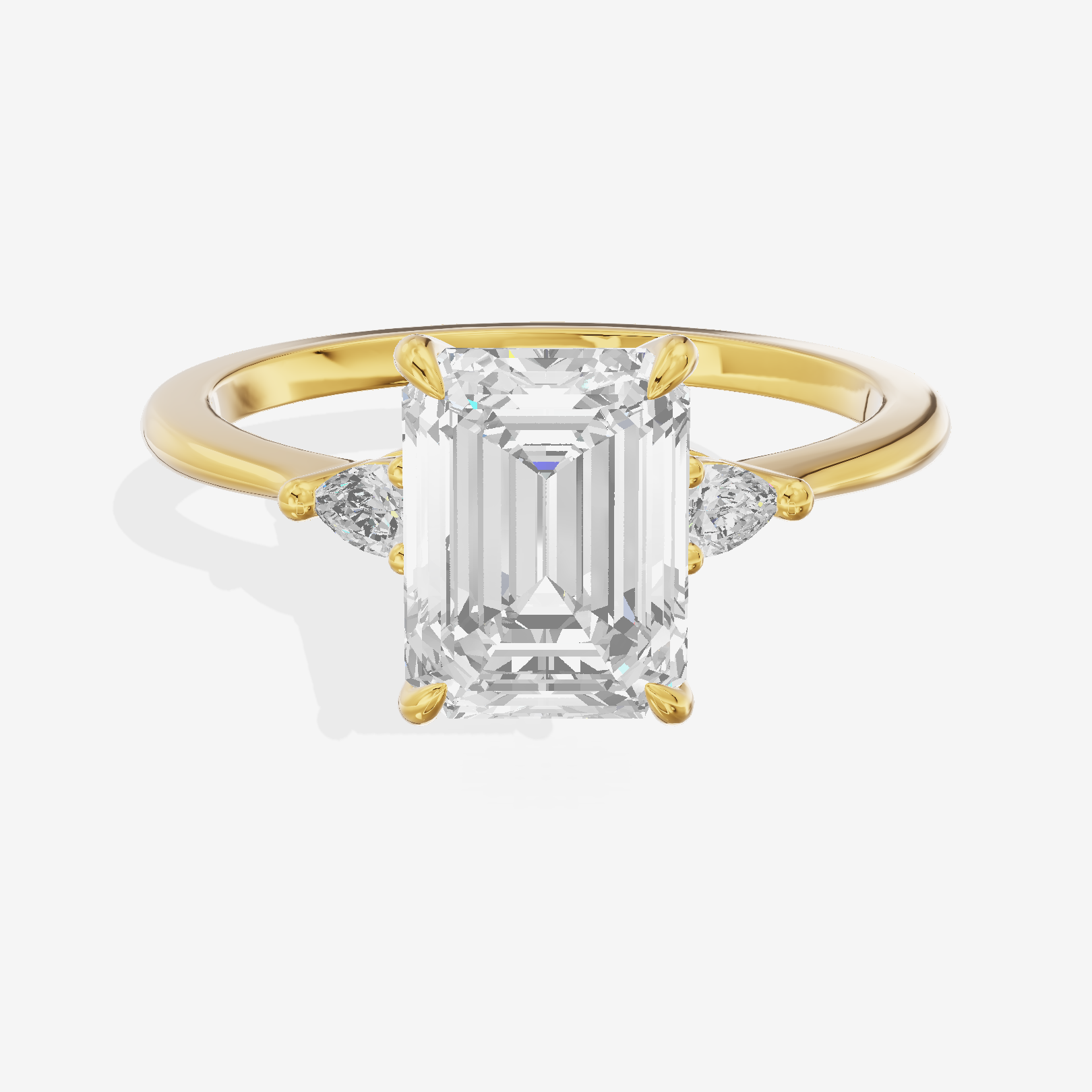 Lateria Three Stone Emerald Engagement Ring (1/2 ct. tw.) in 14K Yellow Gold