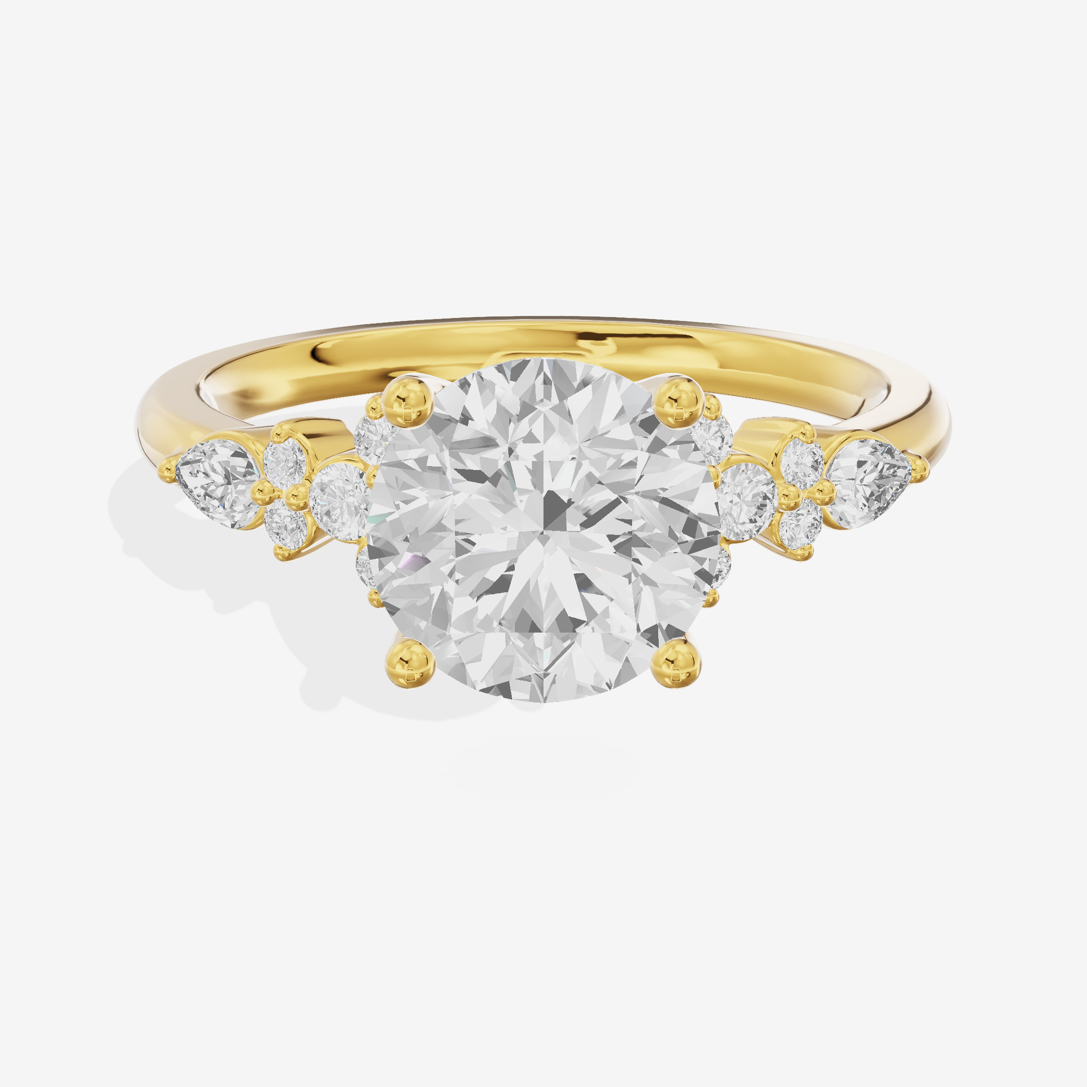 Tender Adorae Round Engagement Ring with Side Stones (1/5 ct. tw.) in 14K Yellow Gold
