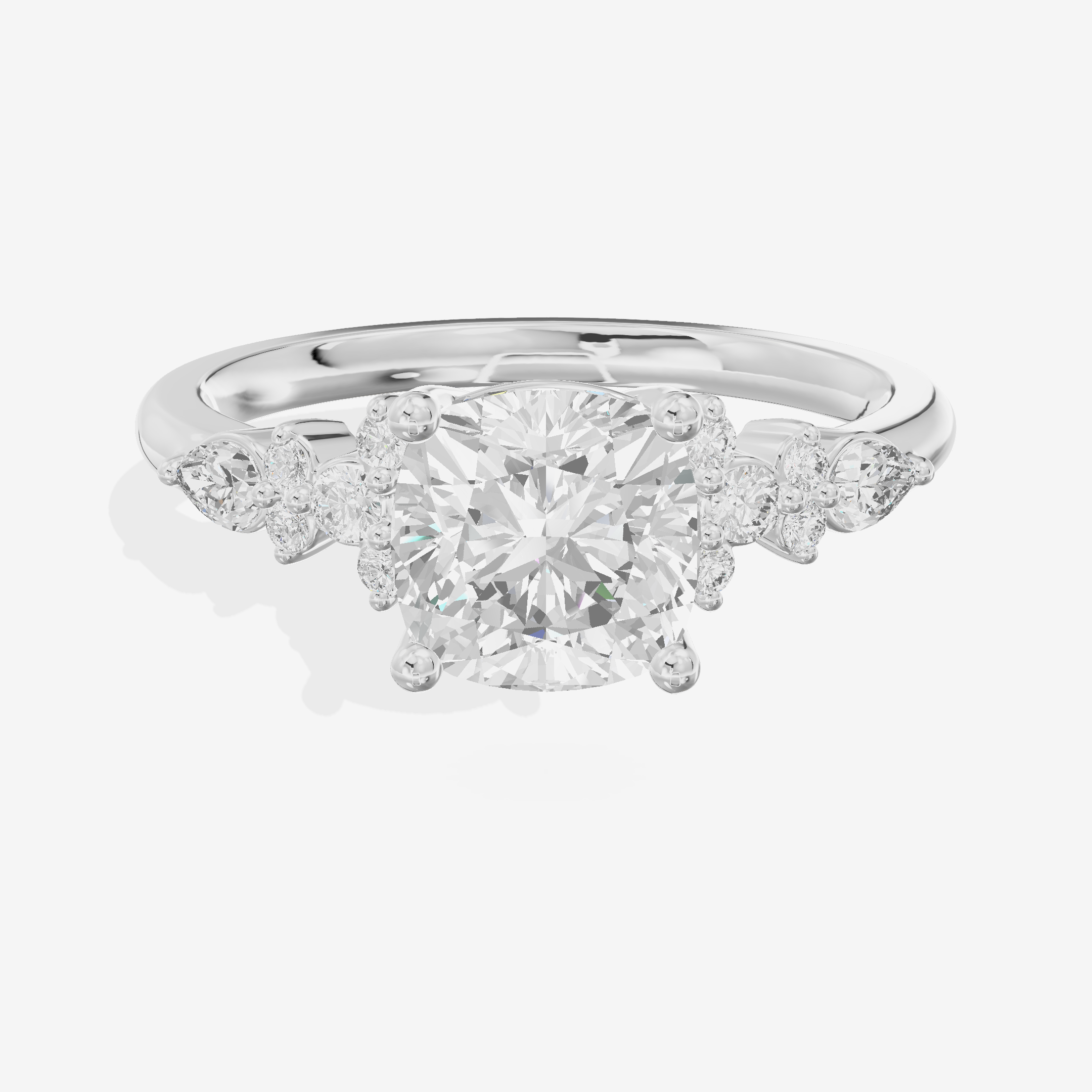 Tender Adorae Cushion Engagement Ring with Side Stones (1/5 ct. tw.) in Platinum