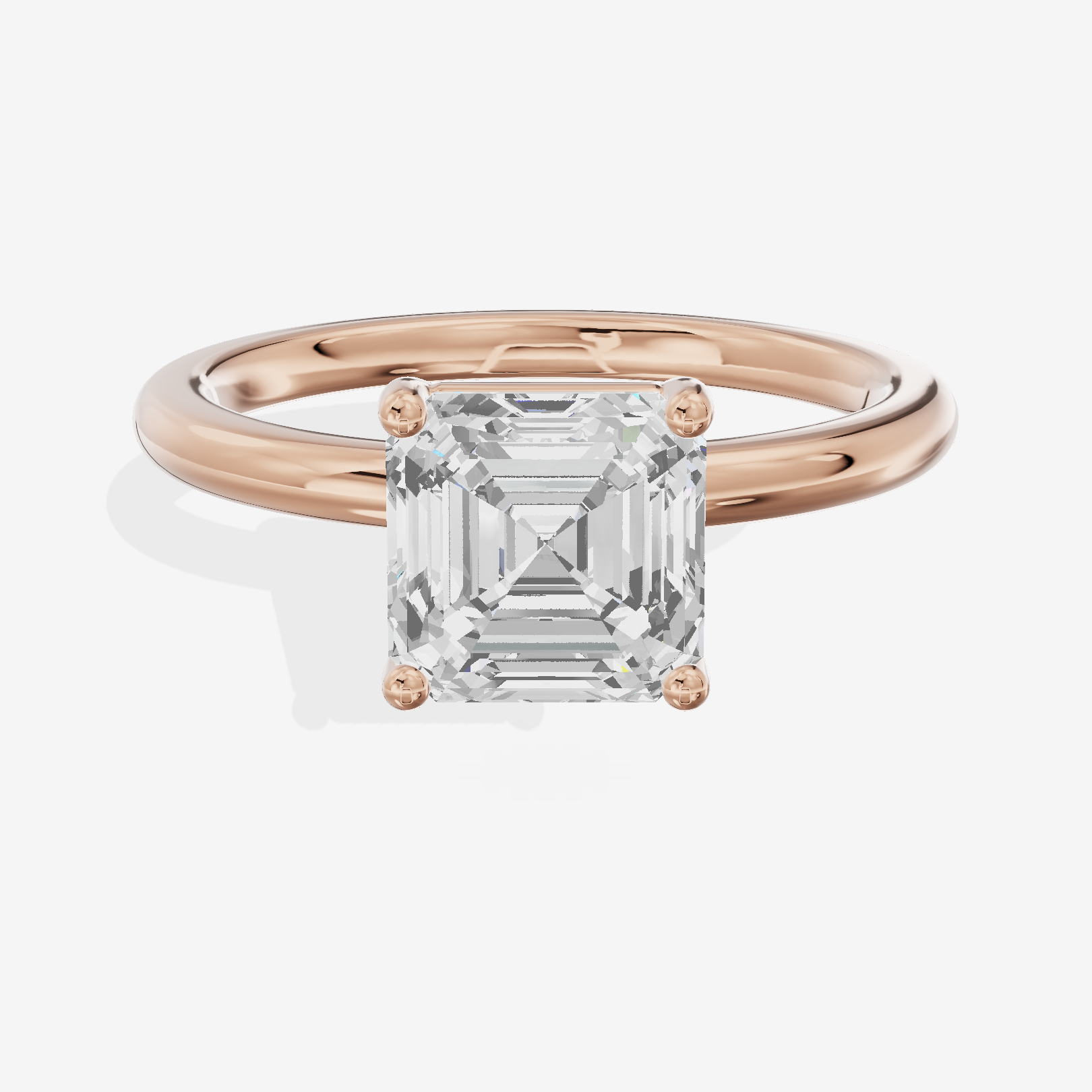 Tender 2mm Asscher Solitaire Engagement Ring in 14K Rose Gold