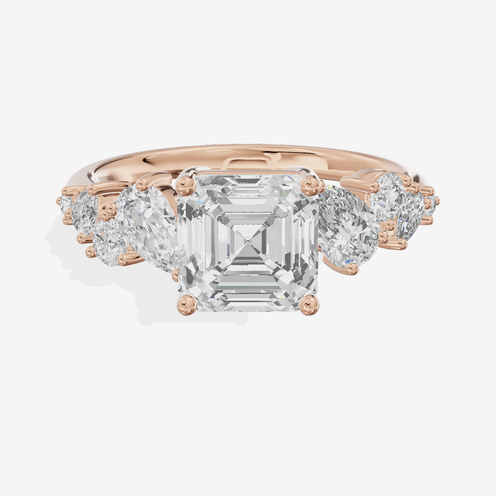 Selenia Cathedral 1.5mm Asscher Solitaire Engagement Ring in 14K Rose Gold