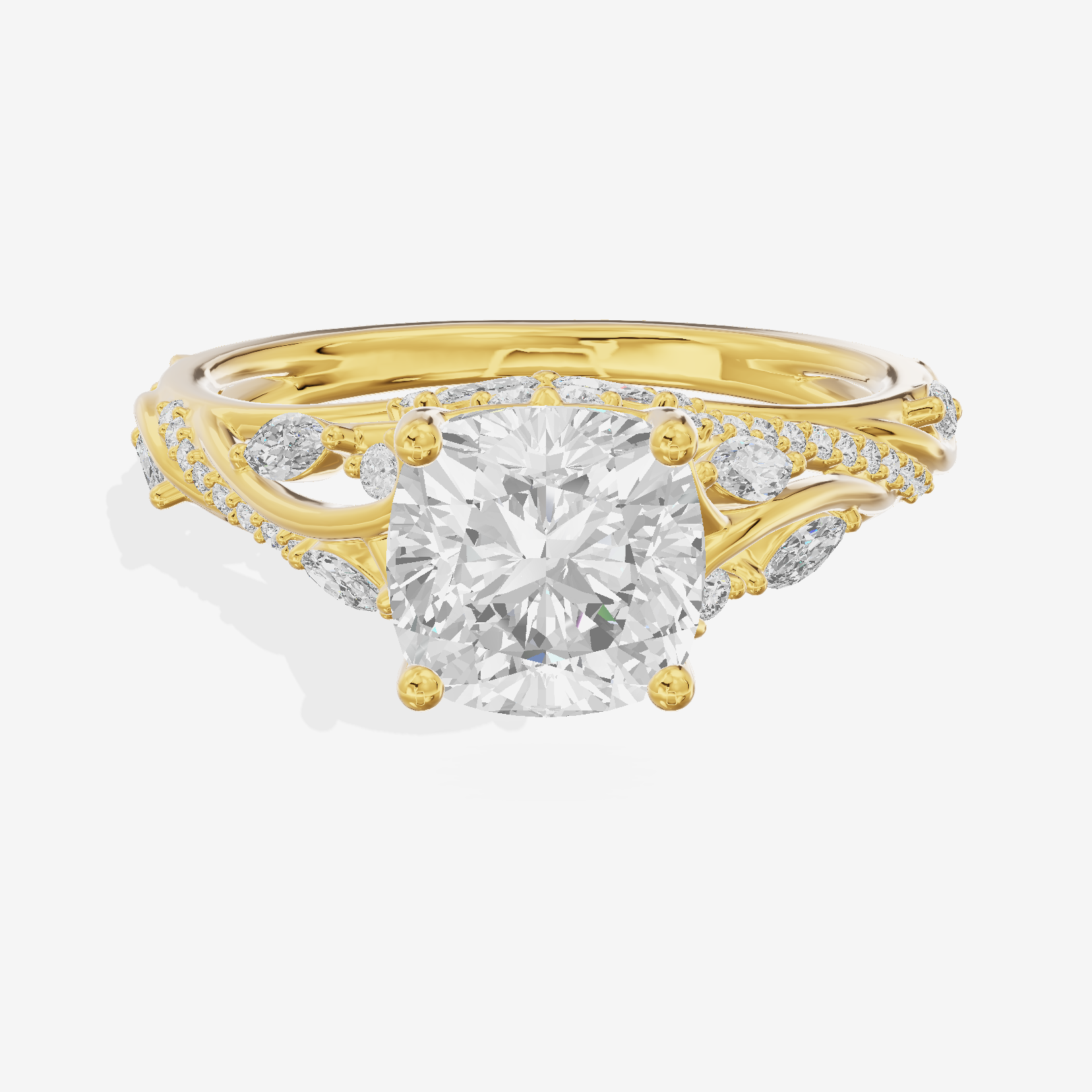 Twined Lumera Cushion Twisted Engagement Ring (1/2 ct. tw.) in 18K Yellow Gold