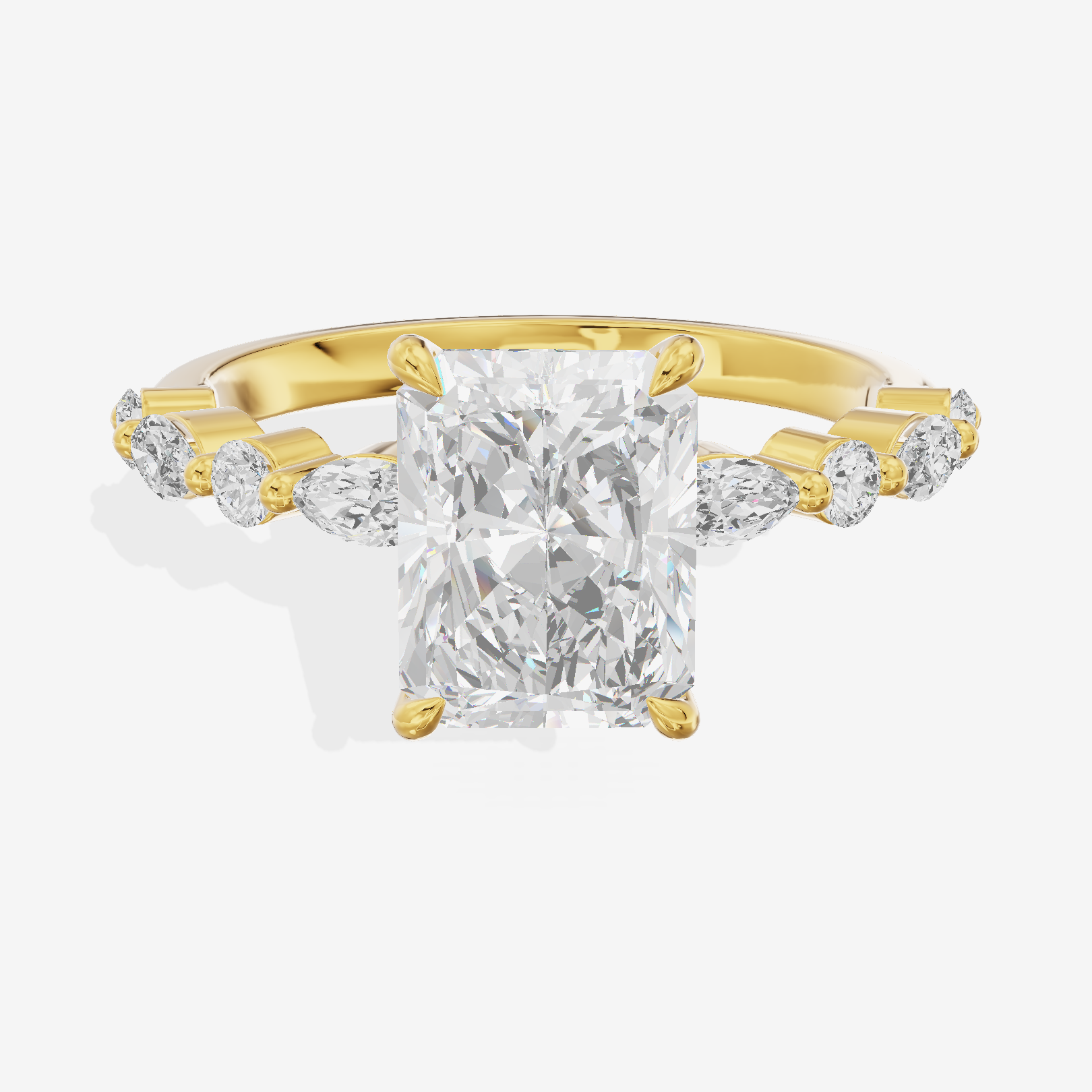 Lumera Cathedral Radiant Engagement Ring with Side Stones (1/3 ct. tw.) in 14K Yellow Gold