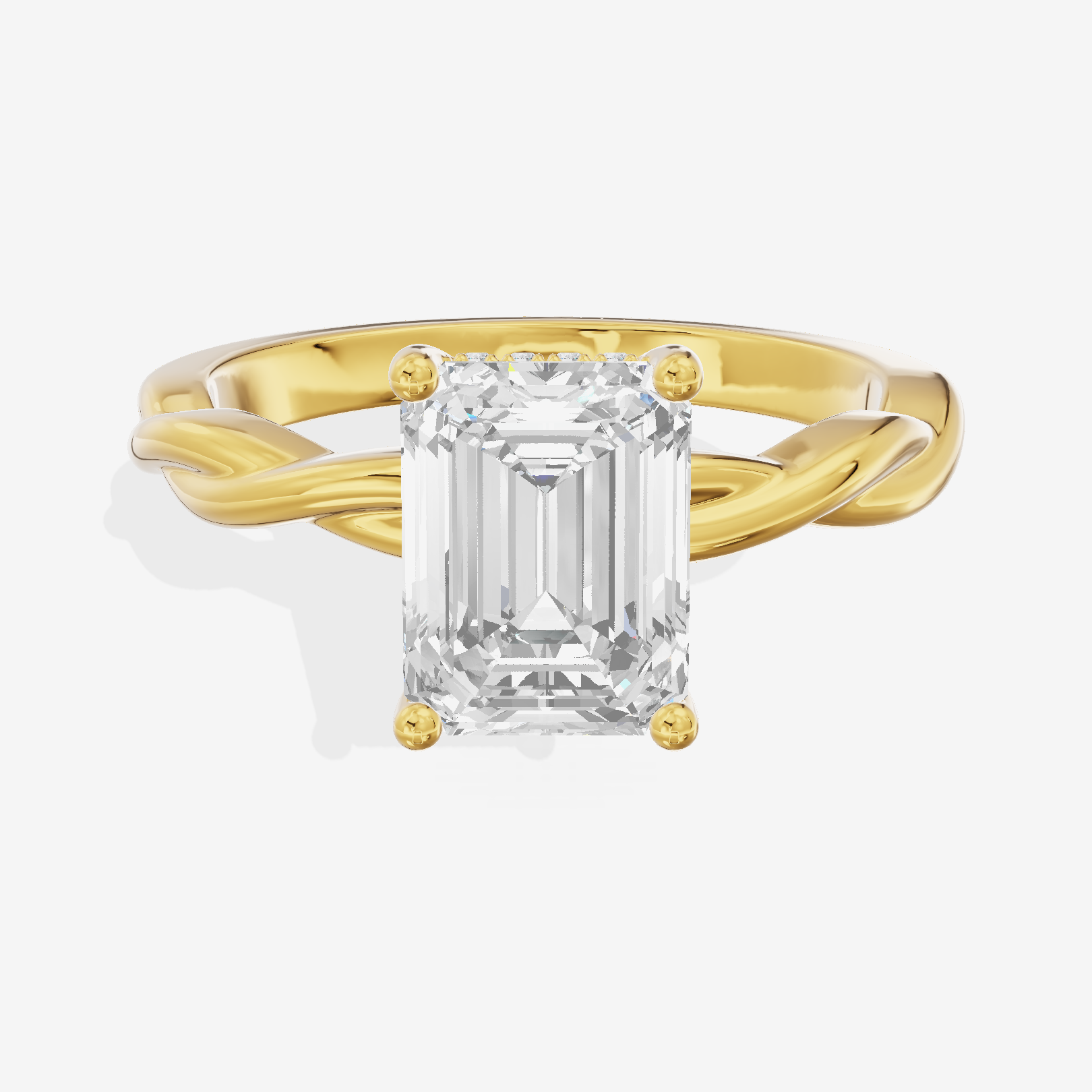 Twine Hidden Halo Emerald Engagement Ring (1/20 ct. tw.) in 14K Yellow Gold