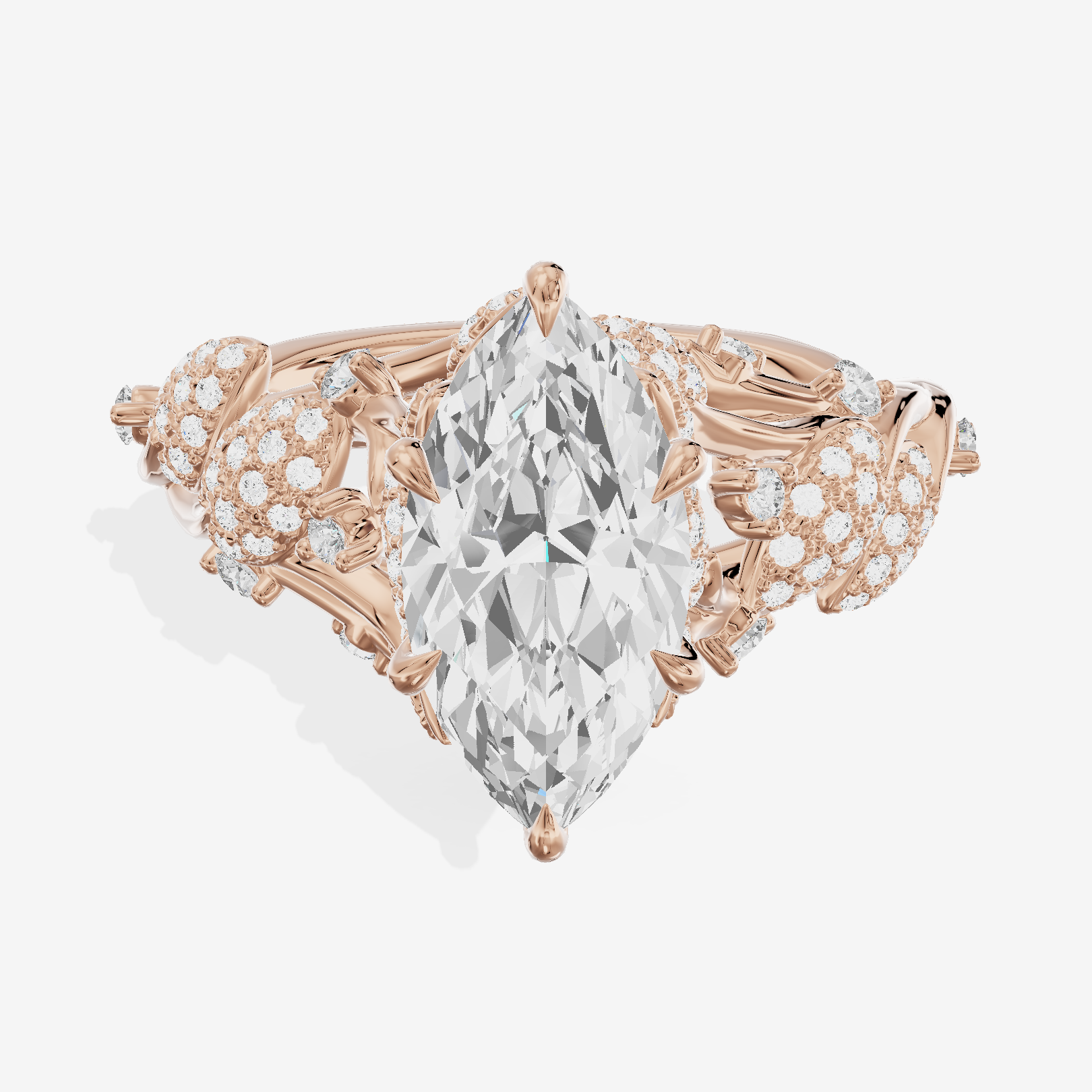 Modern Linger Marquise Engagement Ring with Side Stones (3/4 ct. tw.) in 14K Rose Gold